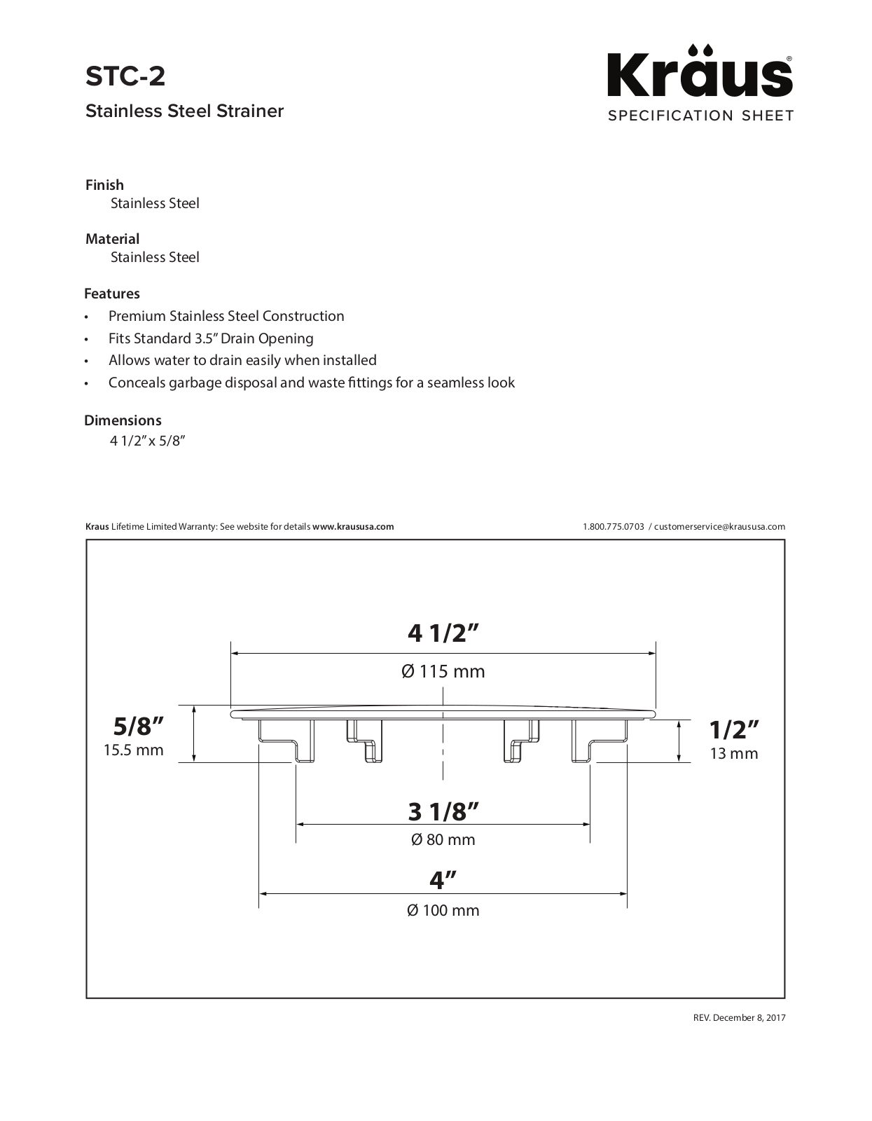 Kraus STC2 Specs