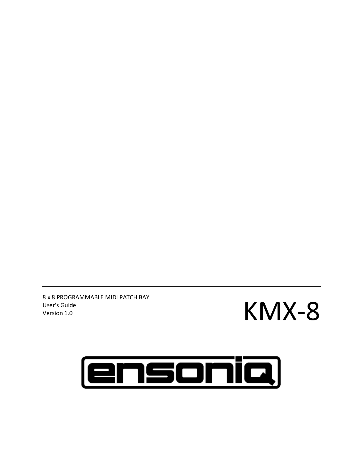 Ensoniq Corporation KMX-8 User's Guide