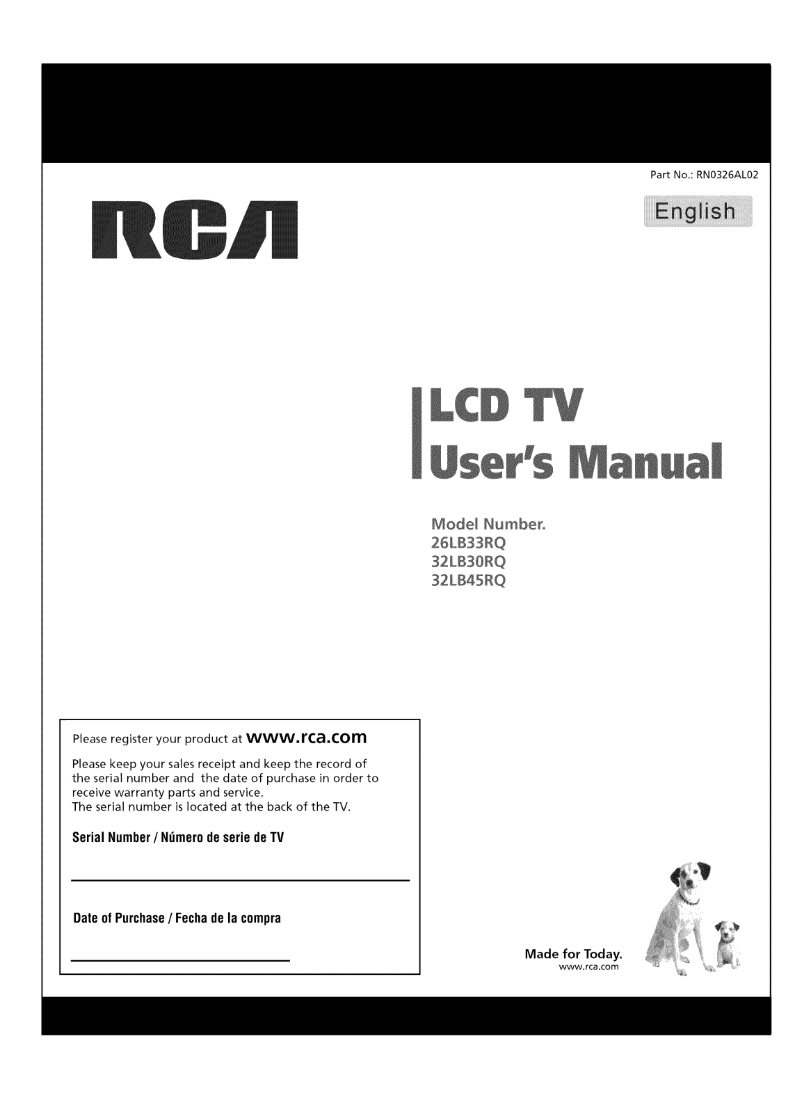 RCA 32LB45RQ, 32LB30RQ, 26LB33RQ Owner’s Manual