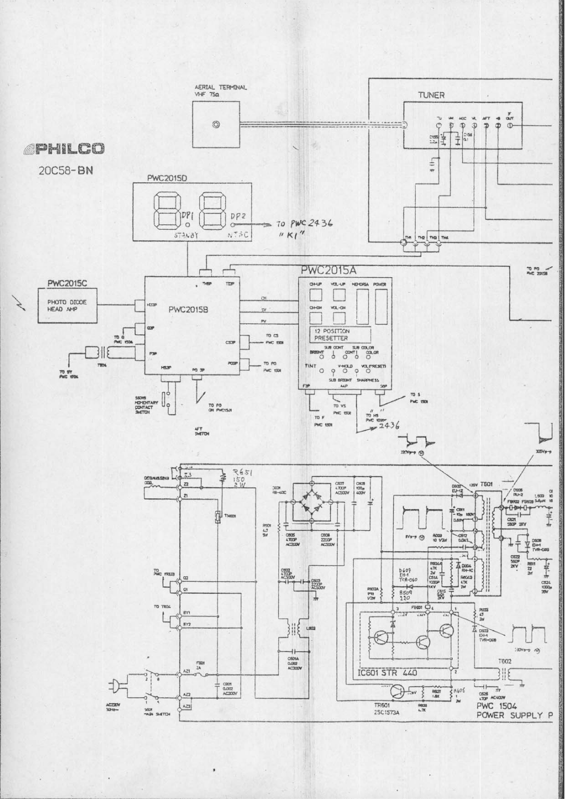 Philco 20C58-BN  II Schematic