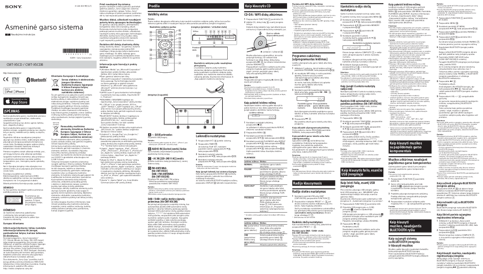 Sony CMT-X5CD, CMT-X5CDB User manual