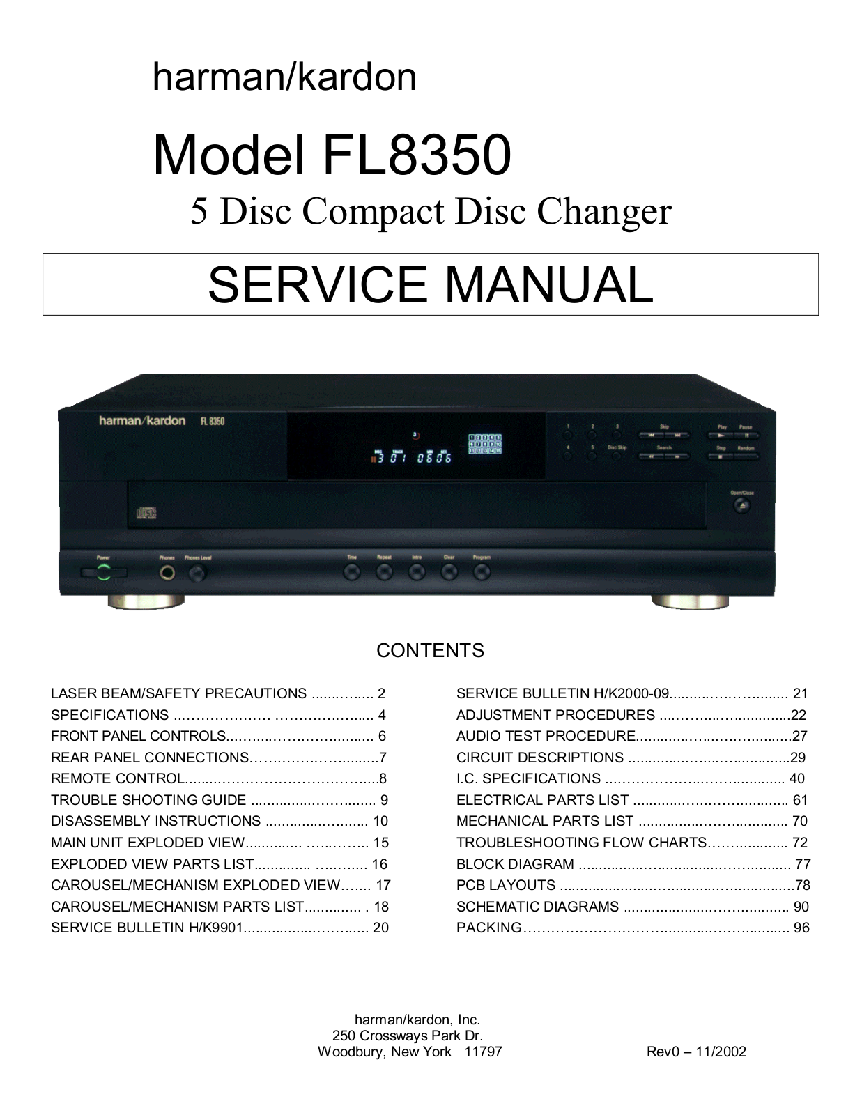 Harman Kardon FL-8350 Service manual