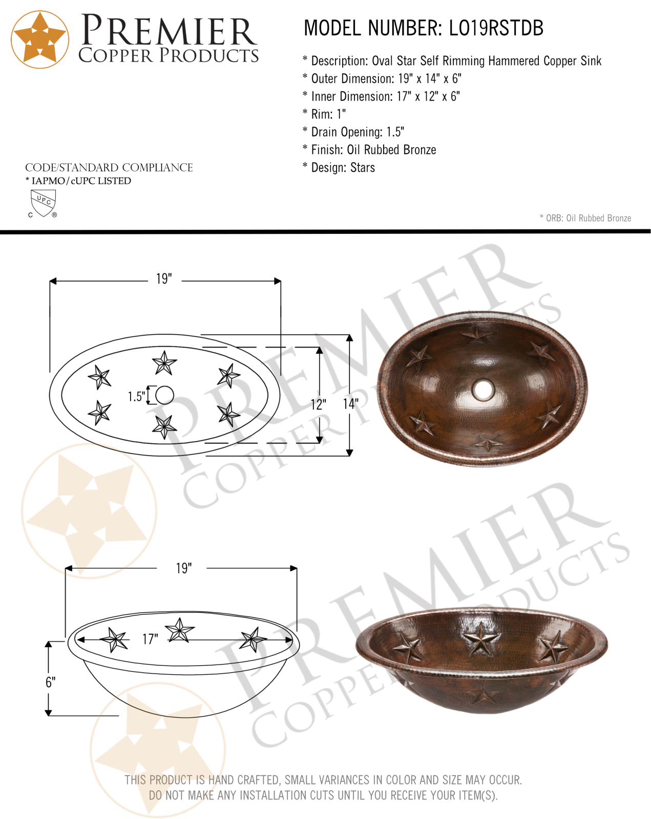 Premier Copper Products IER1003 Specifications - ManualMachine.com