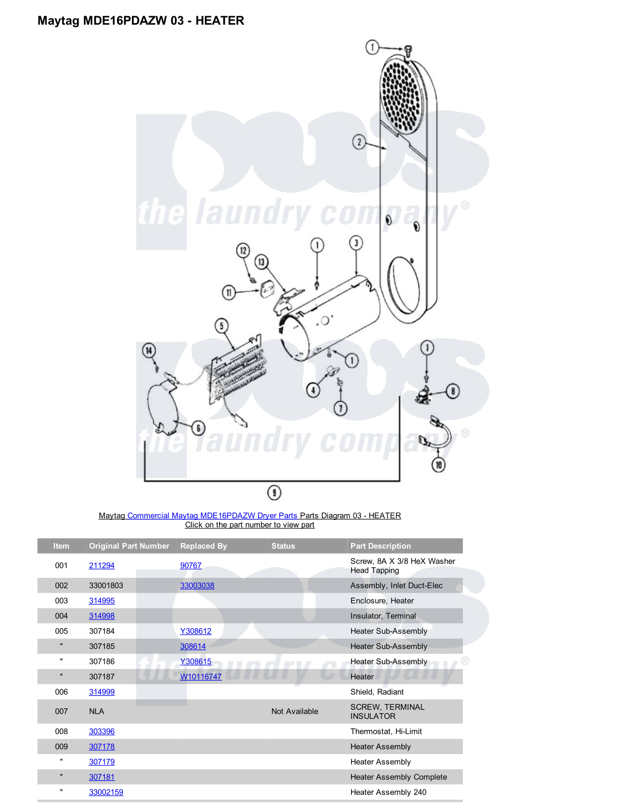 Maytag MDE16PDAZW Parts Diagram