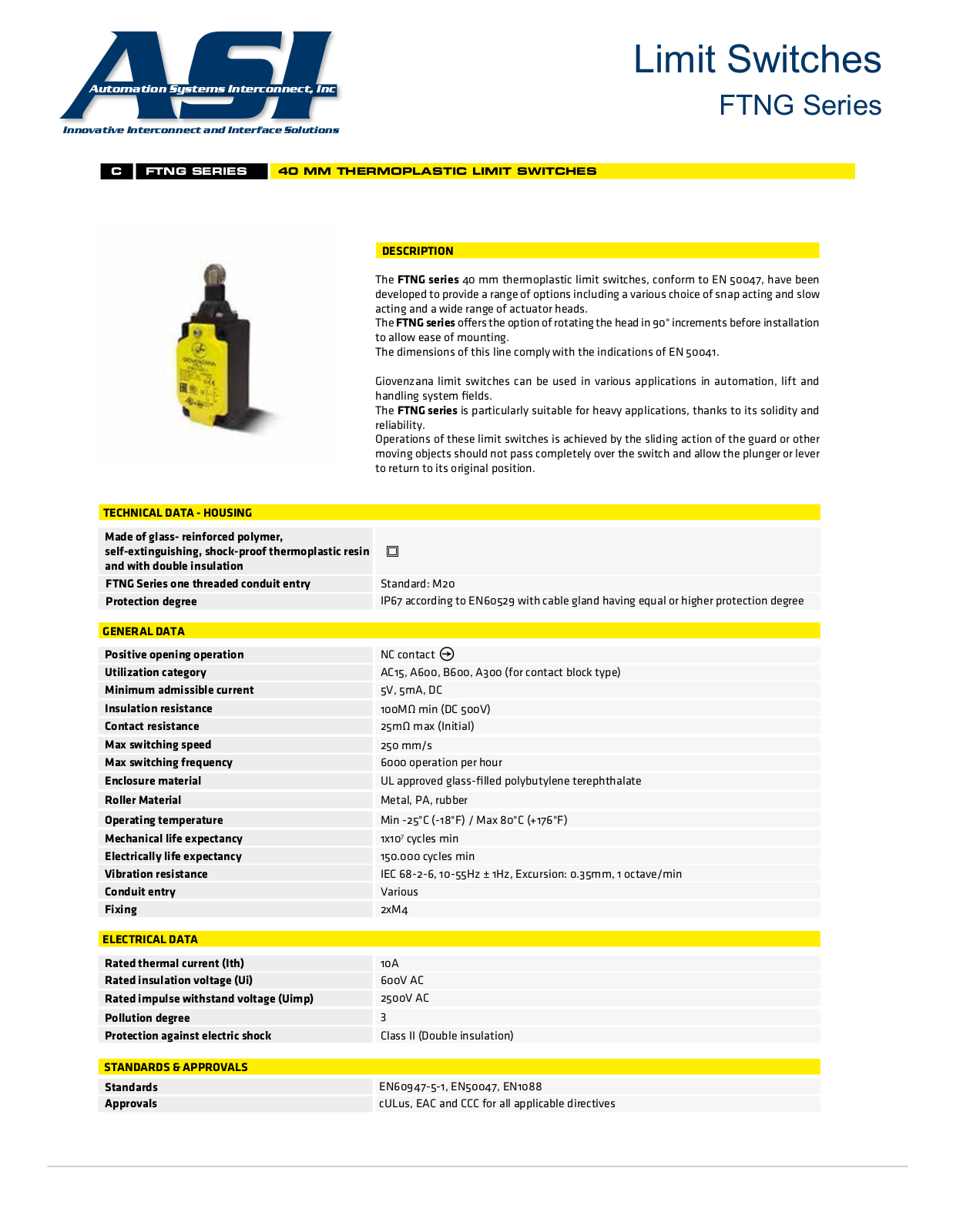 ASI-Automation Systems Interconnect FTNG Series Data Sheet