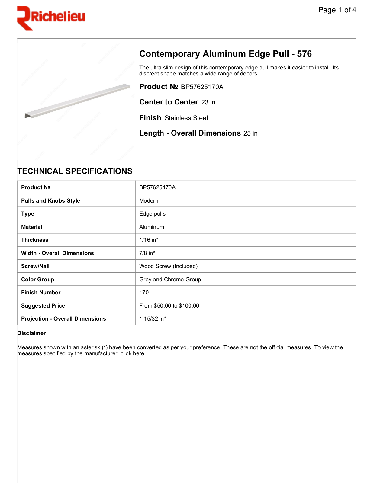 Richelieu RHC10334 Specifications - ManualMachine.com