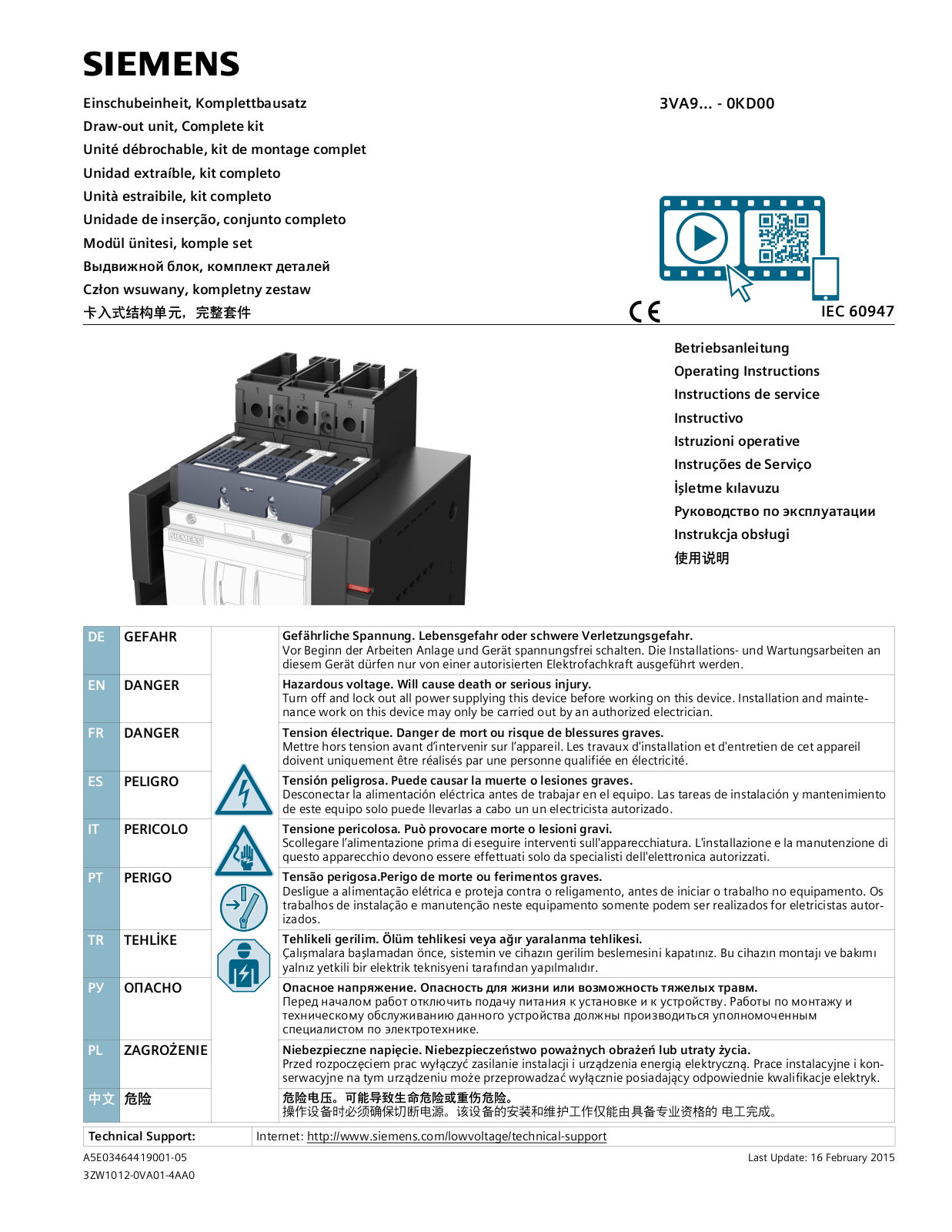 Siemens 3VA1 Series, 3VA2 Series, 3VA9213-0KD00, 3VA9214-0KD00, 3VA9123-0KD00 Operating Instructions Manual