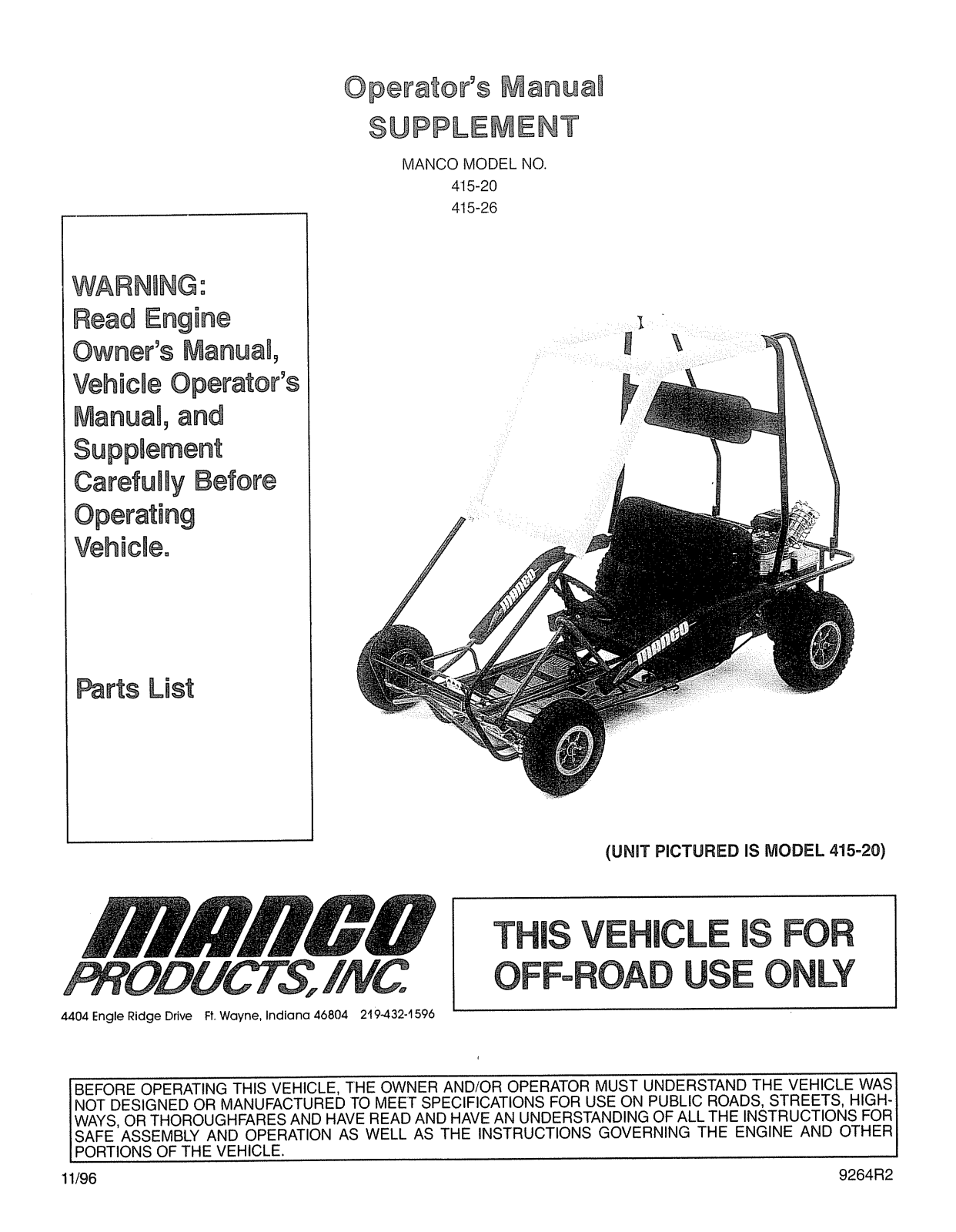 Manco 415-26 User Manual