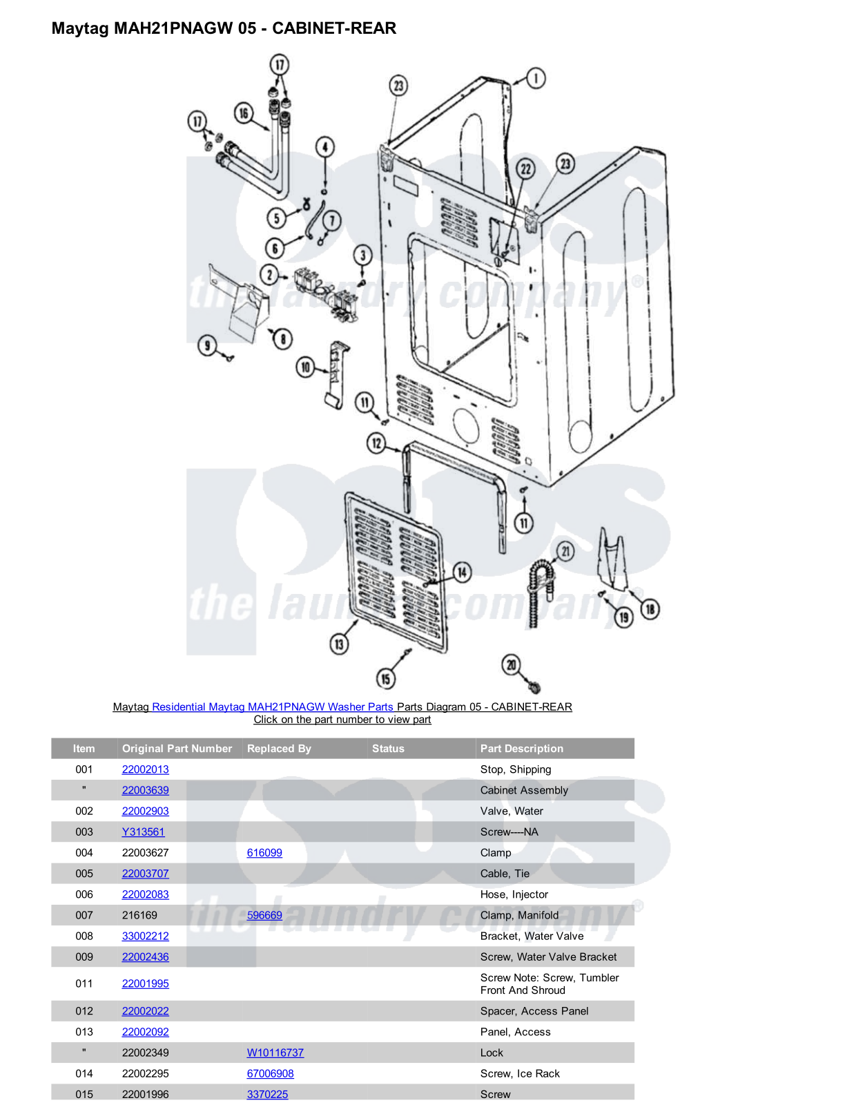 Maytag MAH21PNAGW Parts Diagram