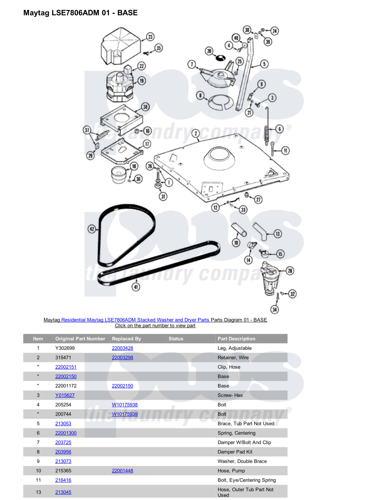 Maytag LSE7806ADM Stacked and Parts Diagram