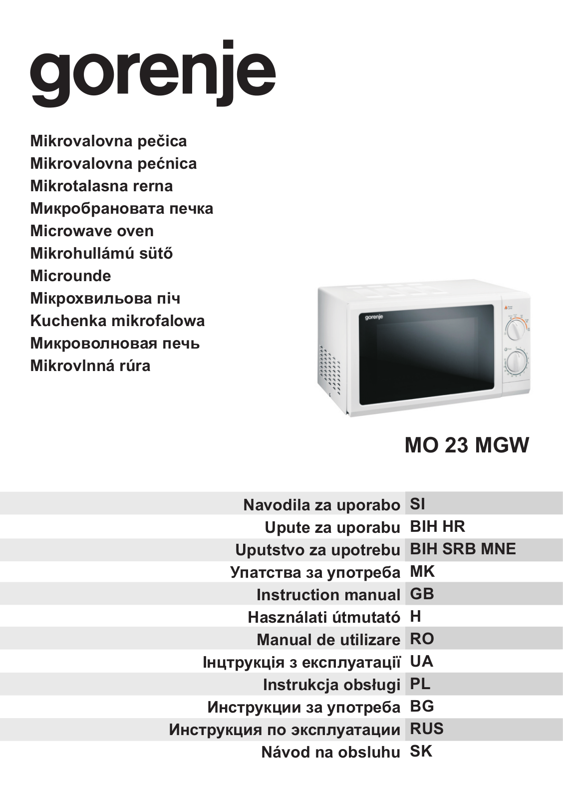 Gorenje MO-23 MGW User Manual