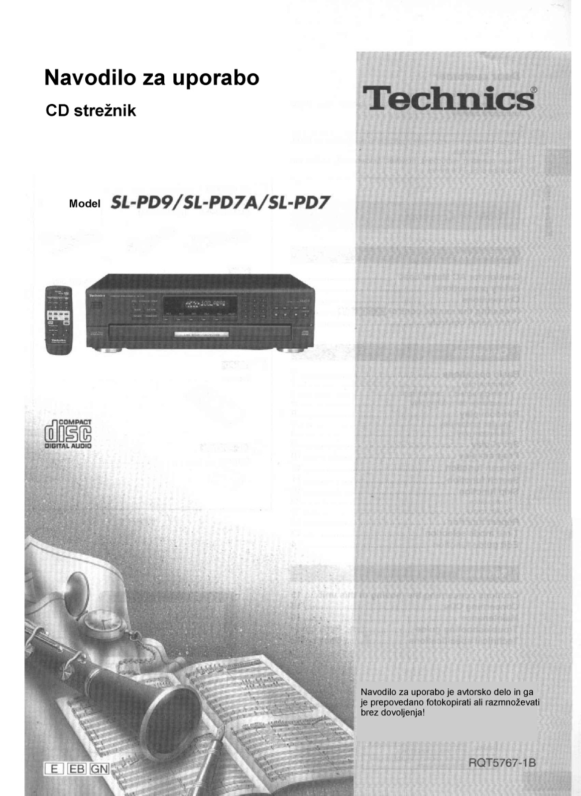 Technics SL-PD7, SL-PD9, SL-PD7A User Manual