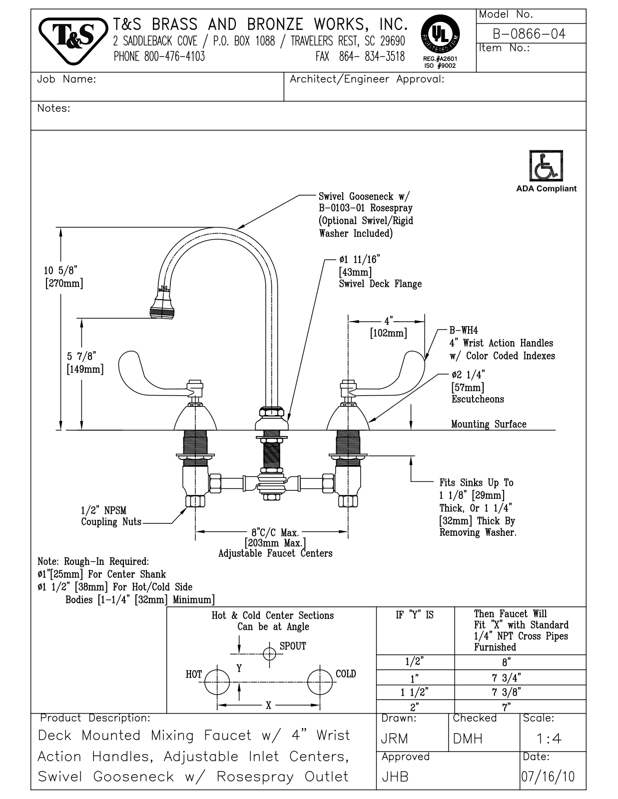 T & S Brass & Bronze Works B-0866-04 General Manual