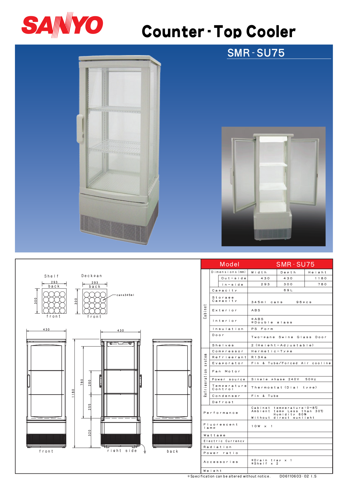 Sanyo SMR-SU75 User Manual