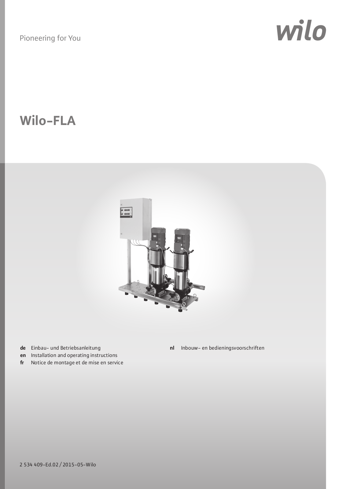 Wilo FLA, FLA-1HELIX Installation And Operating Instructions Manual