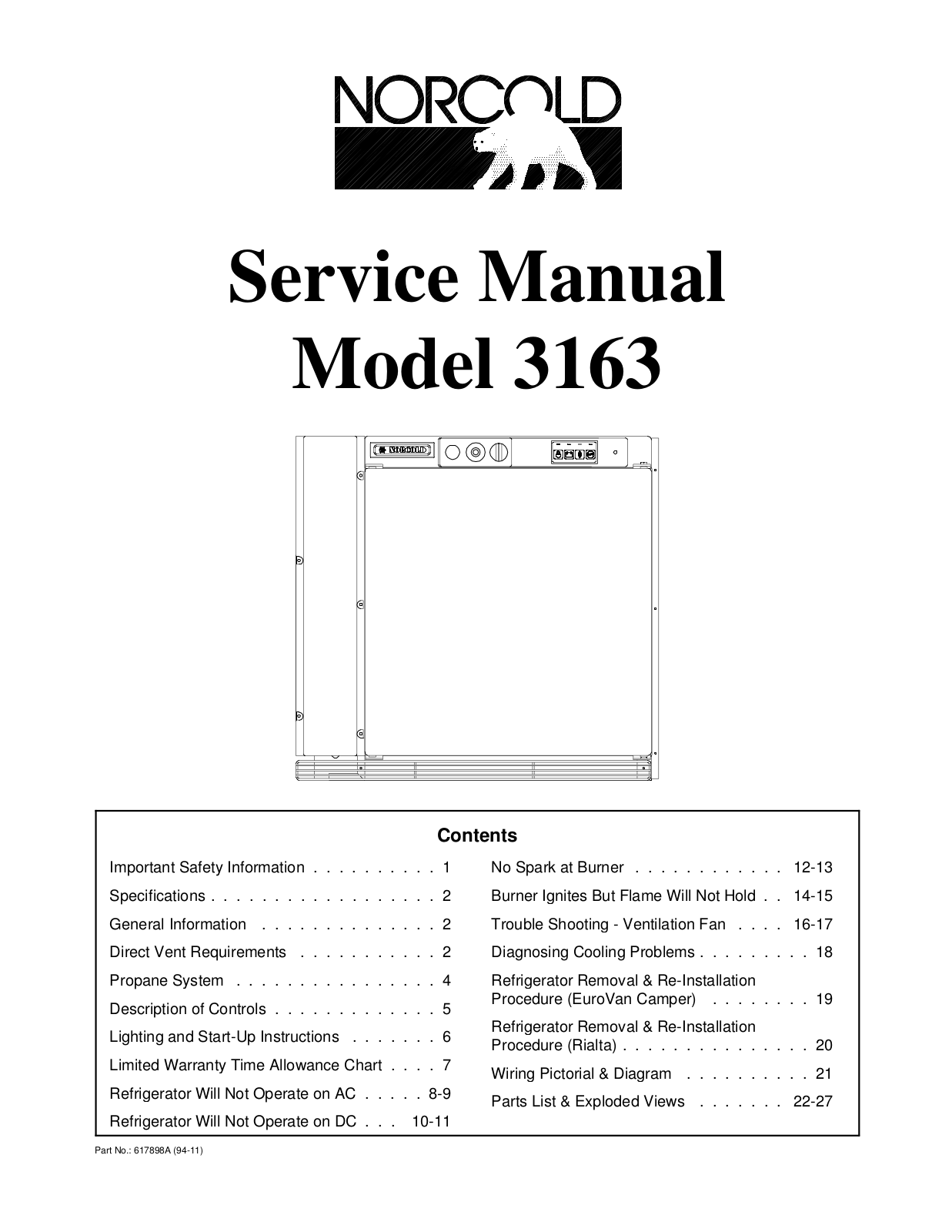 Norcold 3163 User Manual