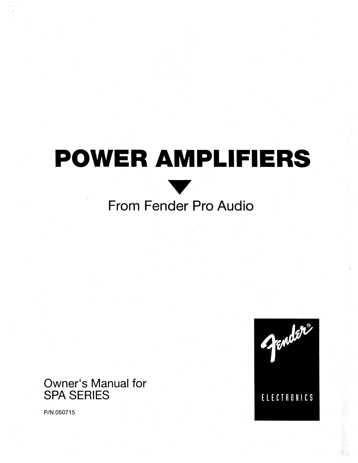 Fender SPA-3000 Operation Manual