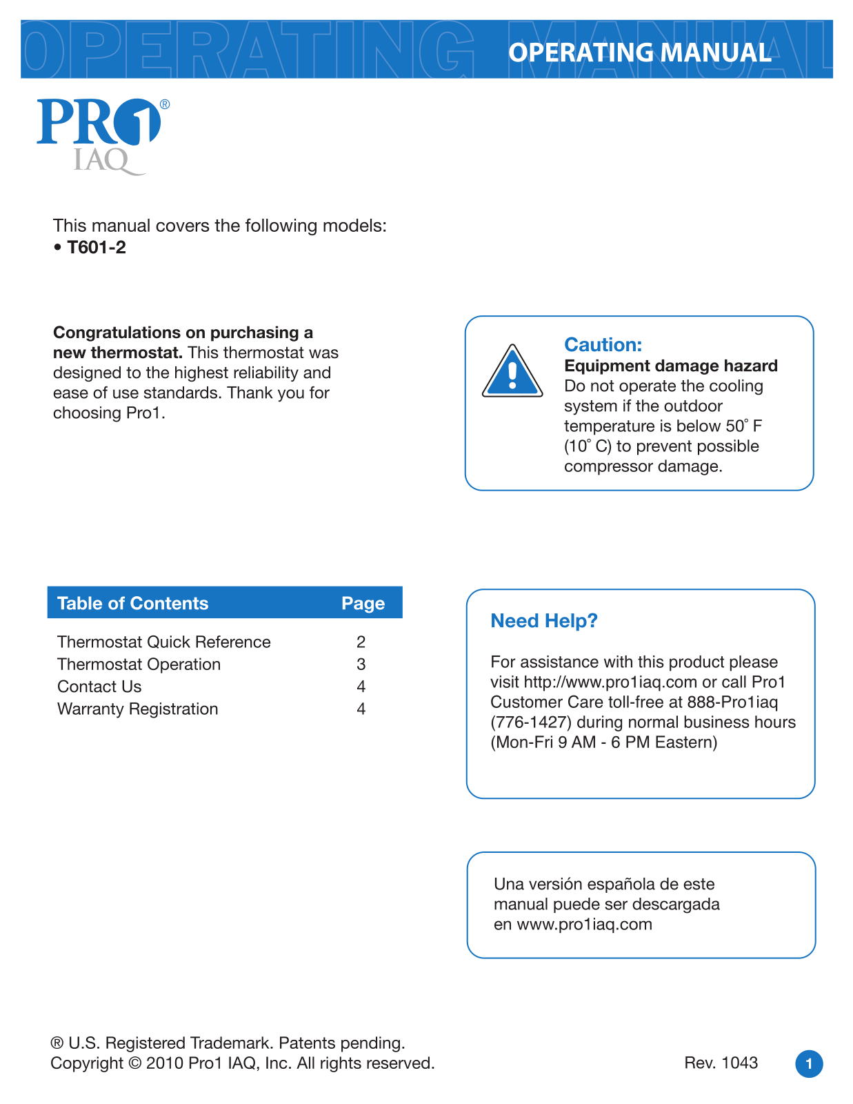 Pro1 IAQ T601-2 User Guide - ManualMachine.com
