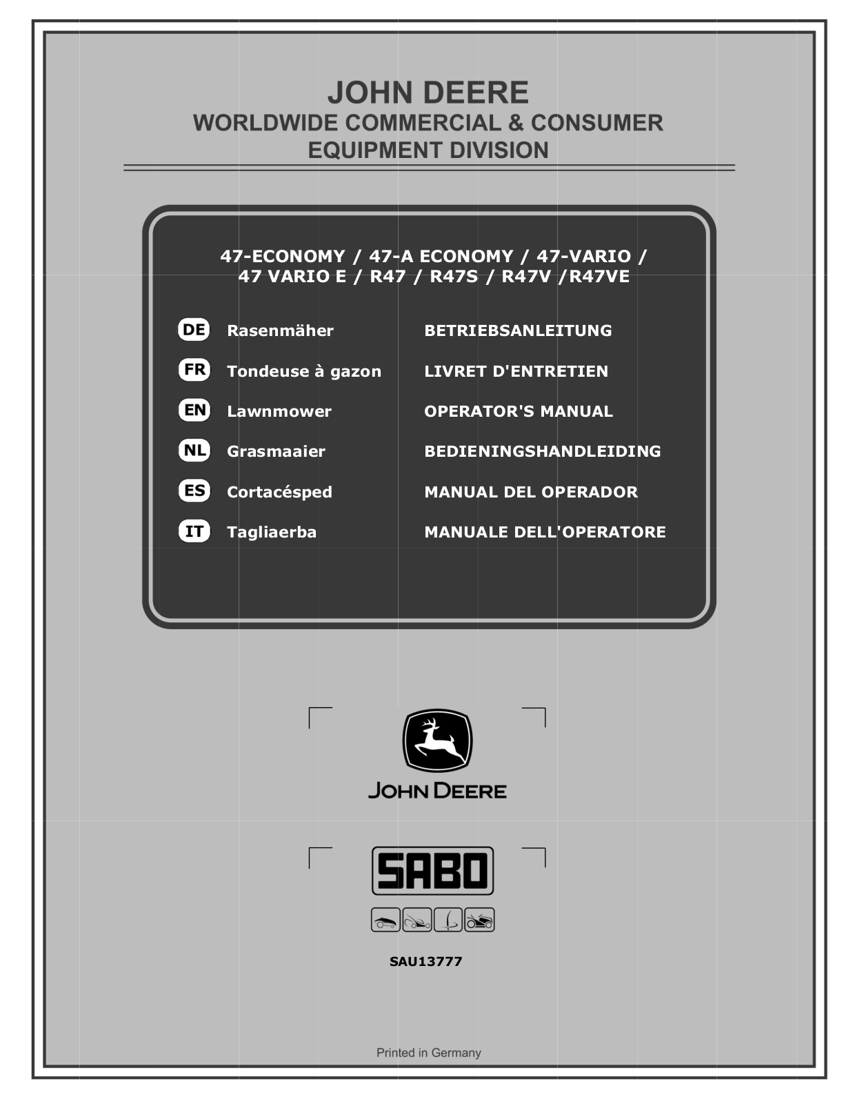 SABO 47-Economy, 47-A Economy, 47-Vario User Manual