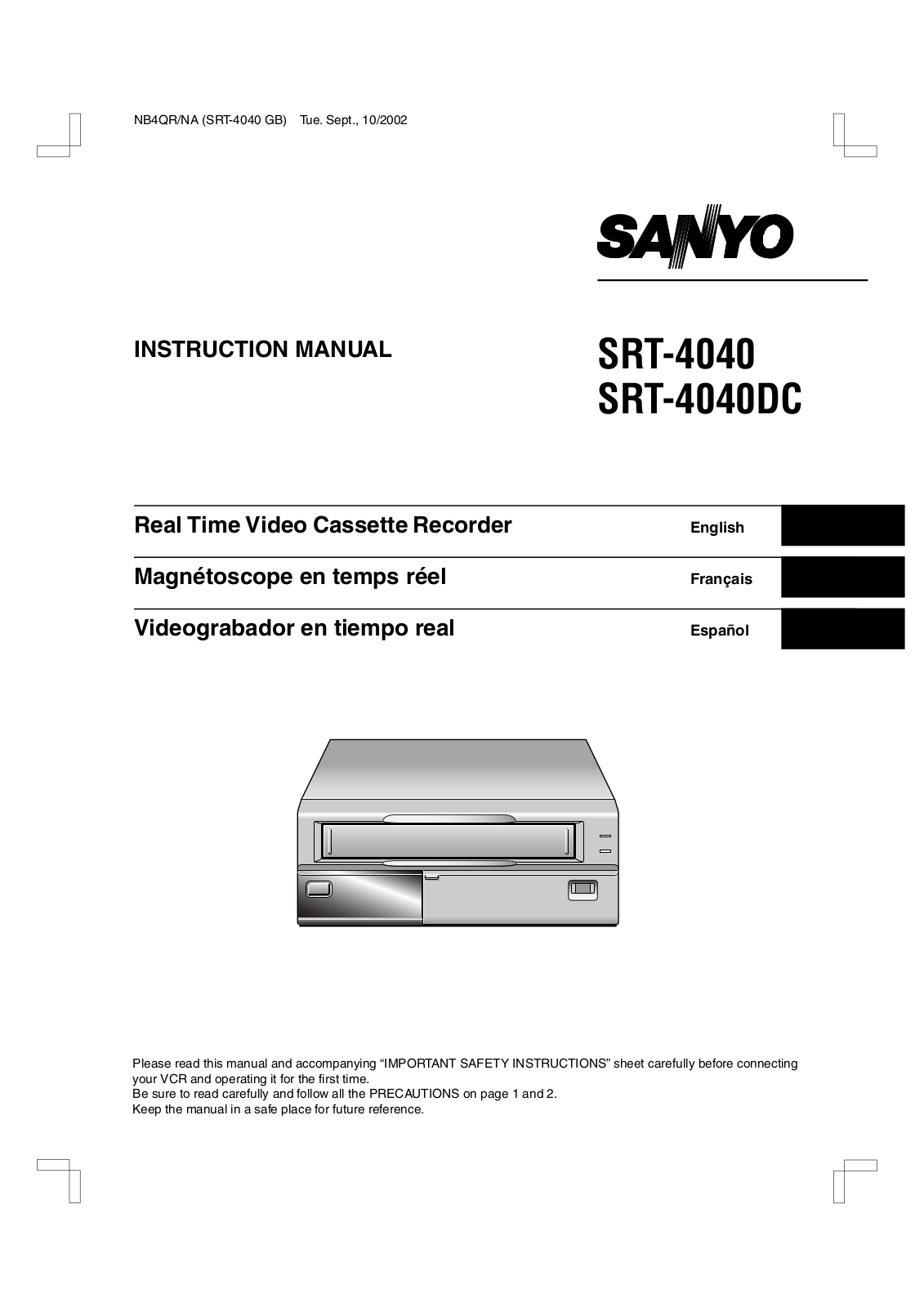 Sanyo SRT-4040, SRT-4040DC User Manual