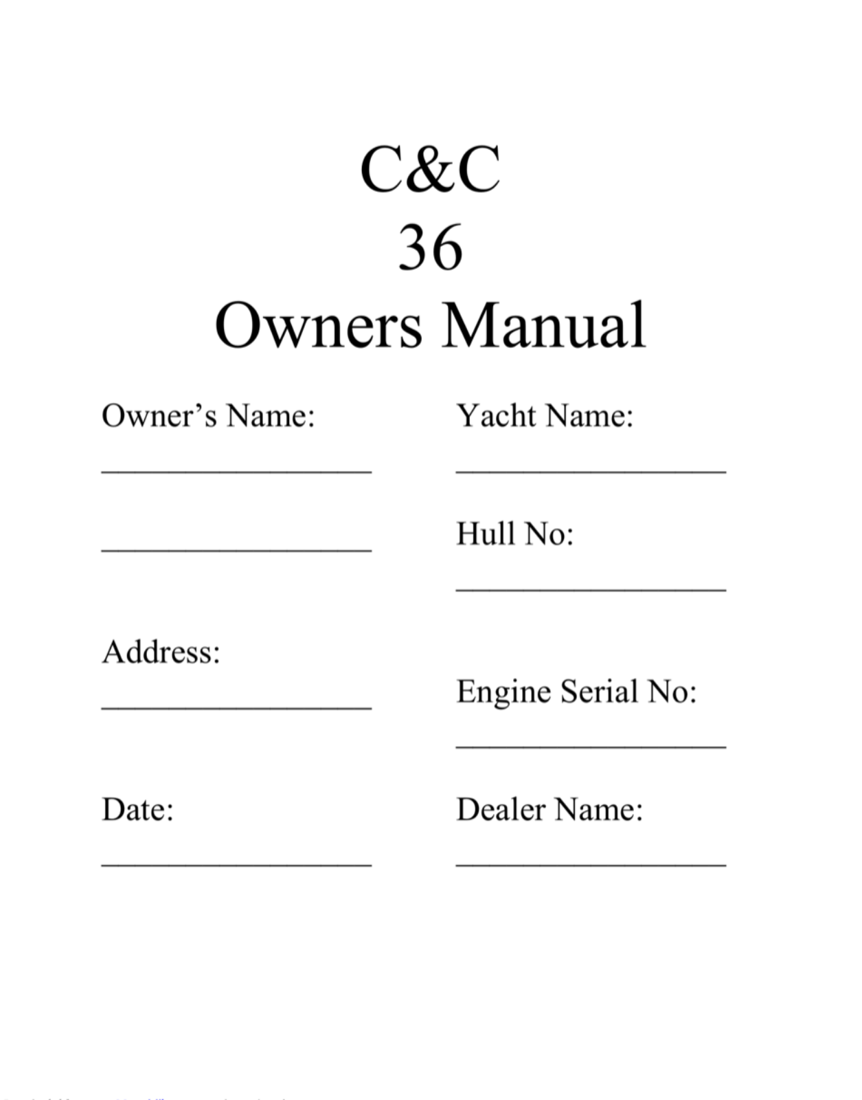 C&C 36 Owner's Manual