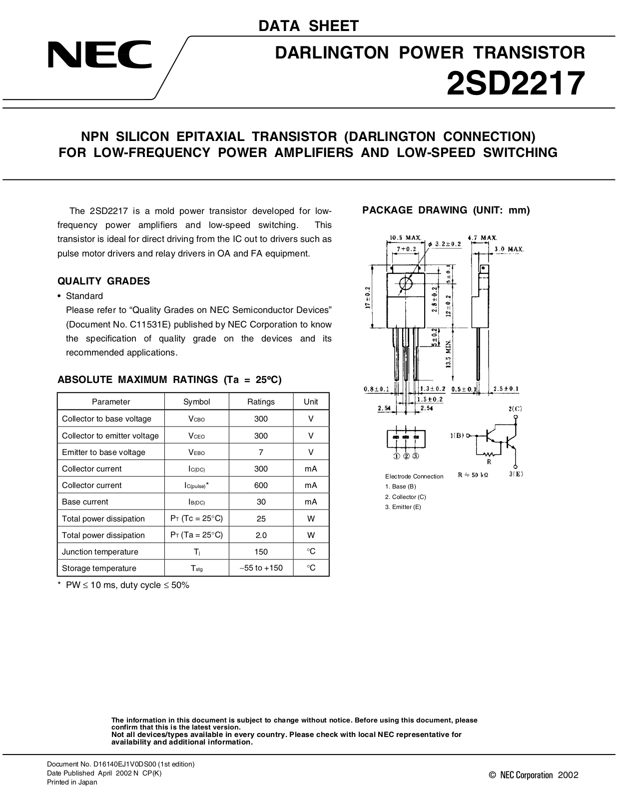 NEC 2sd2217 Datasets - ManualMachine.com