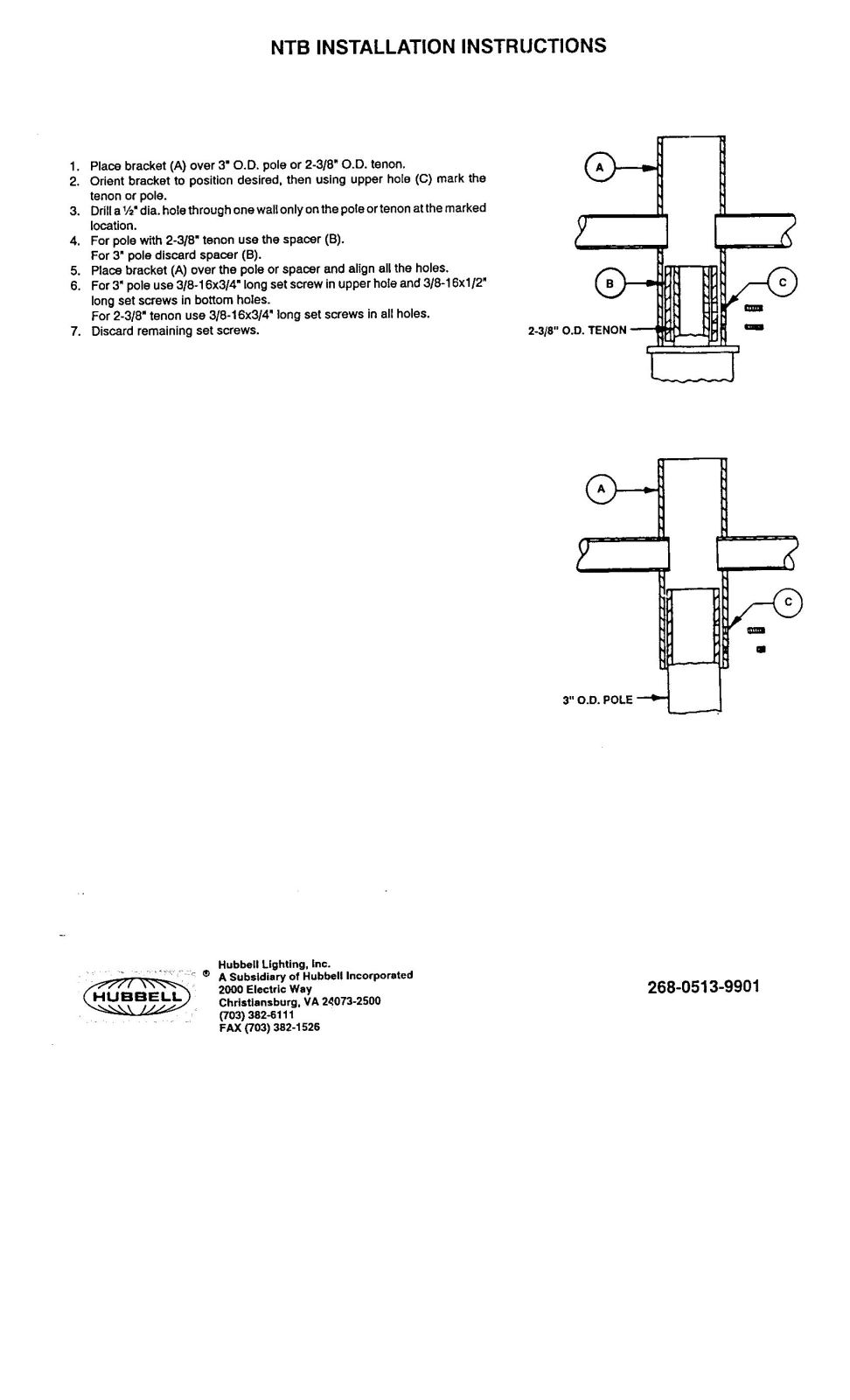 Hubbell Lighting NTB User Manual