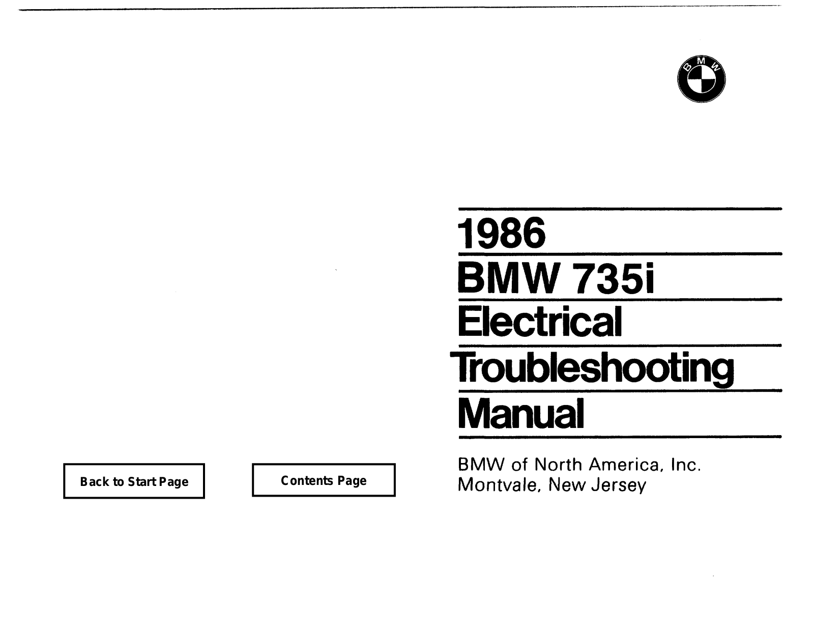 BMW 735, 735i 1986 User Manual