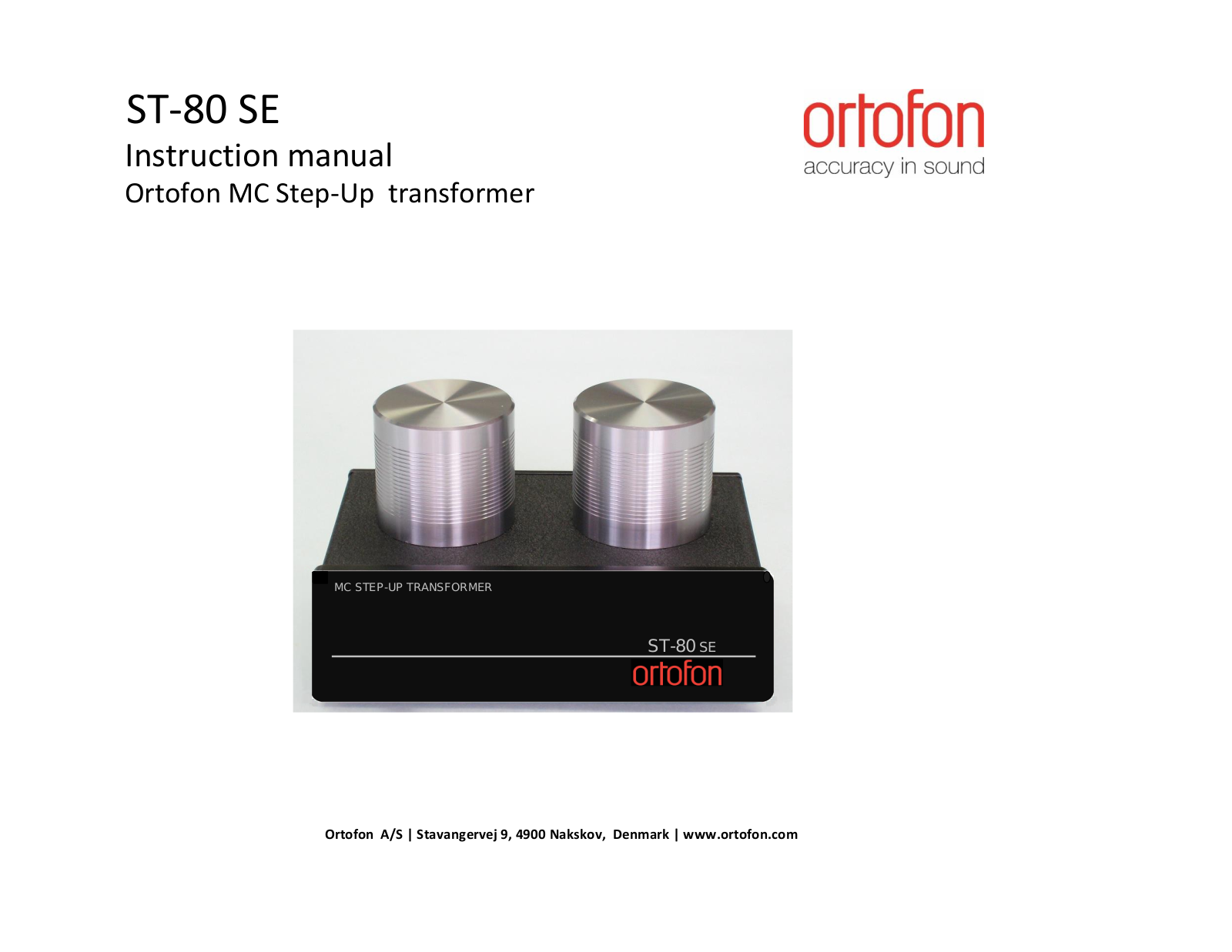 Ortofon ST-80 SE operation manual