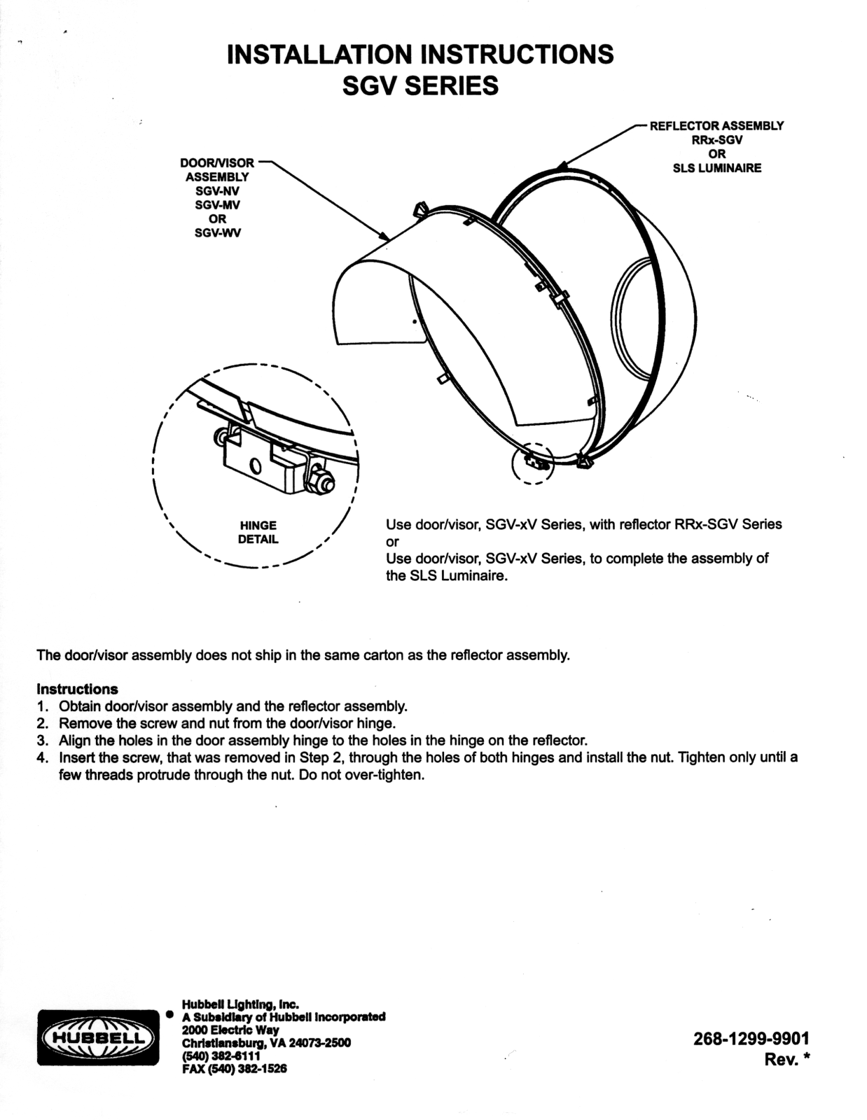 Hubbell Lighting SGV User Manual