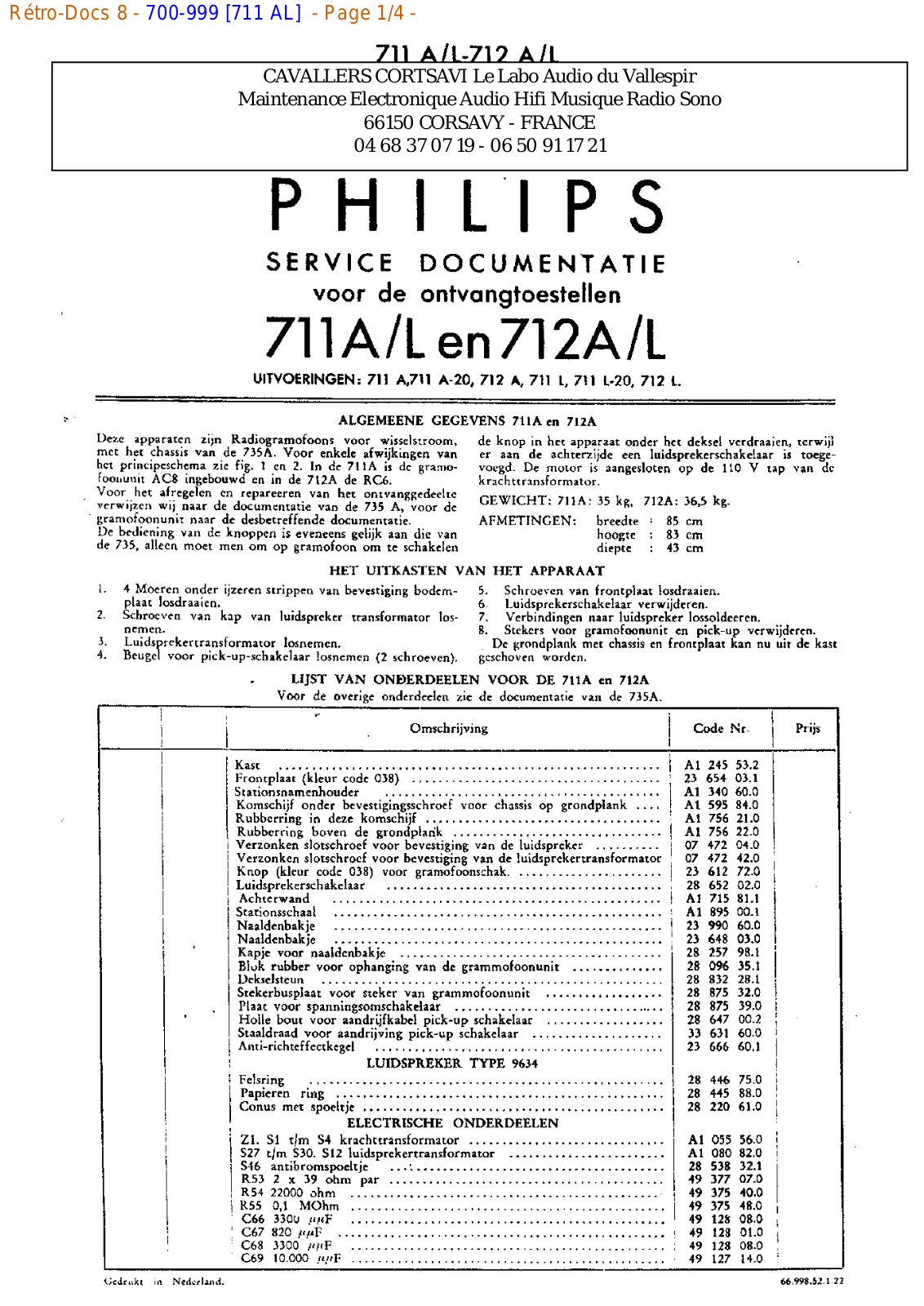 Philips 711 al Datasheet - ManualMachine.com