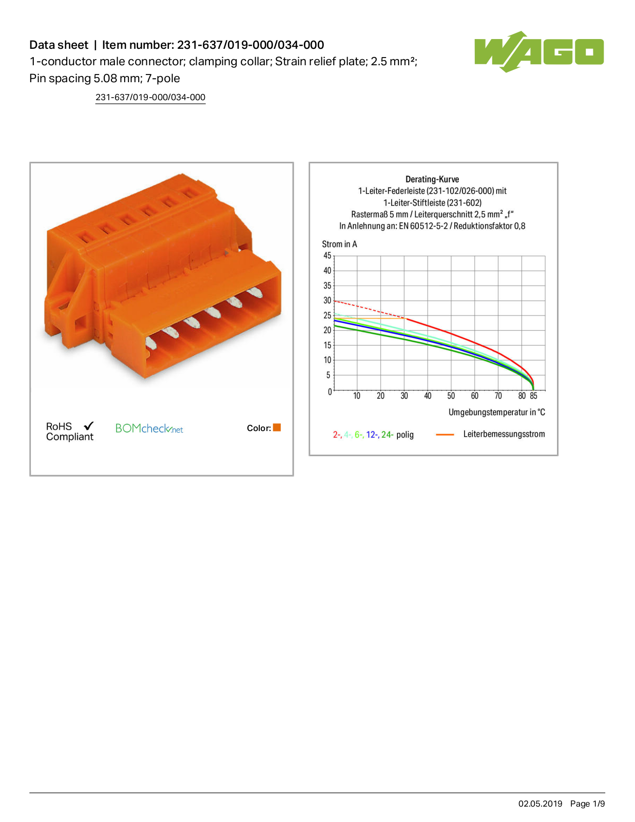 Wago 231-637/019-000/034-000 Data Sheet