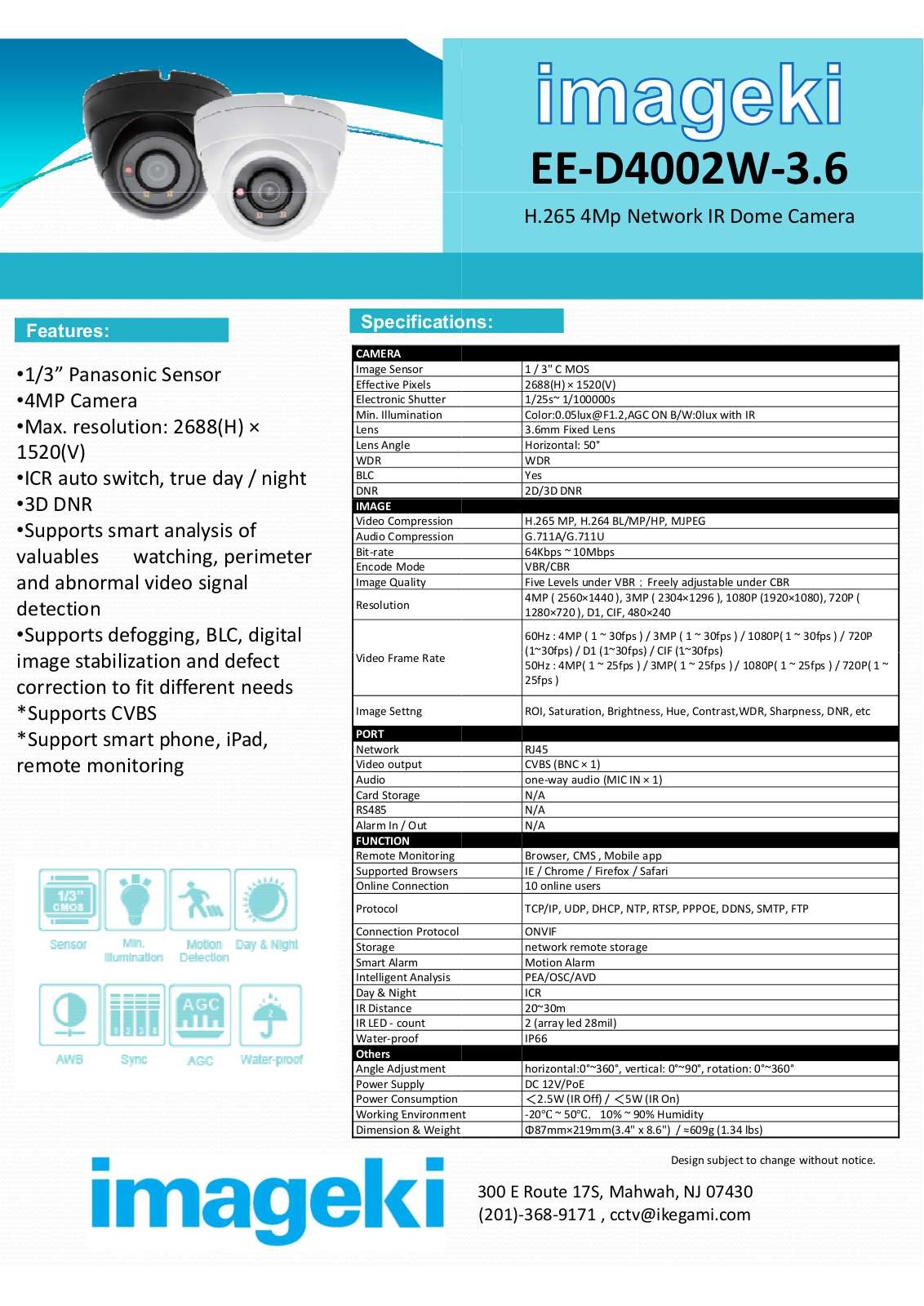 Ikegami EE-D4002W-3.6 Specsheet