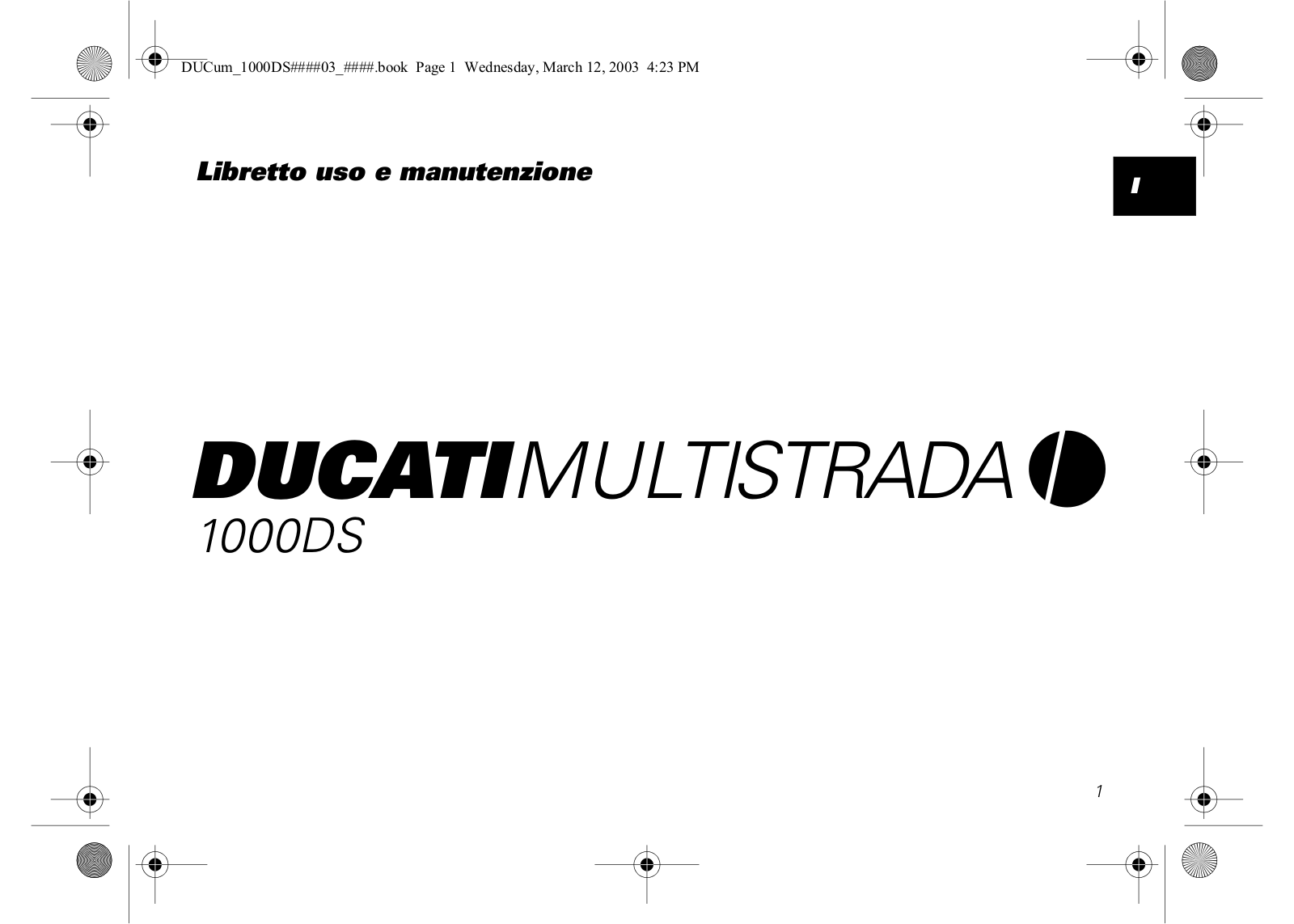 Ducati Multistrada 1000 DS User Manual