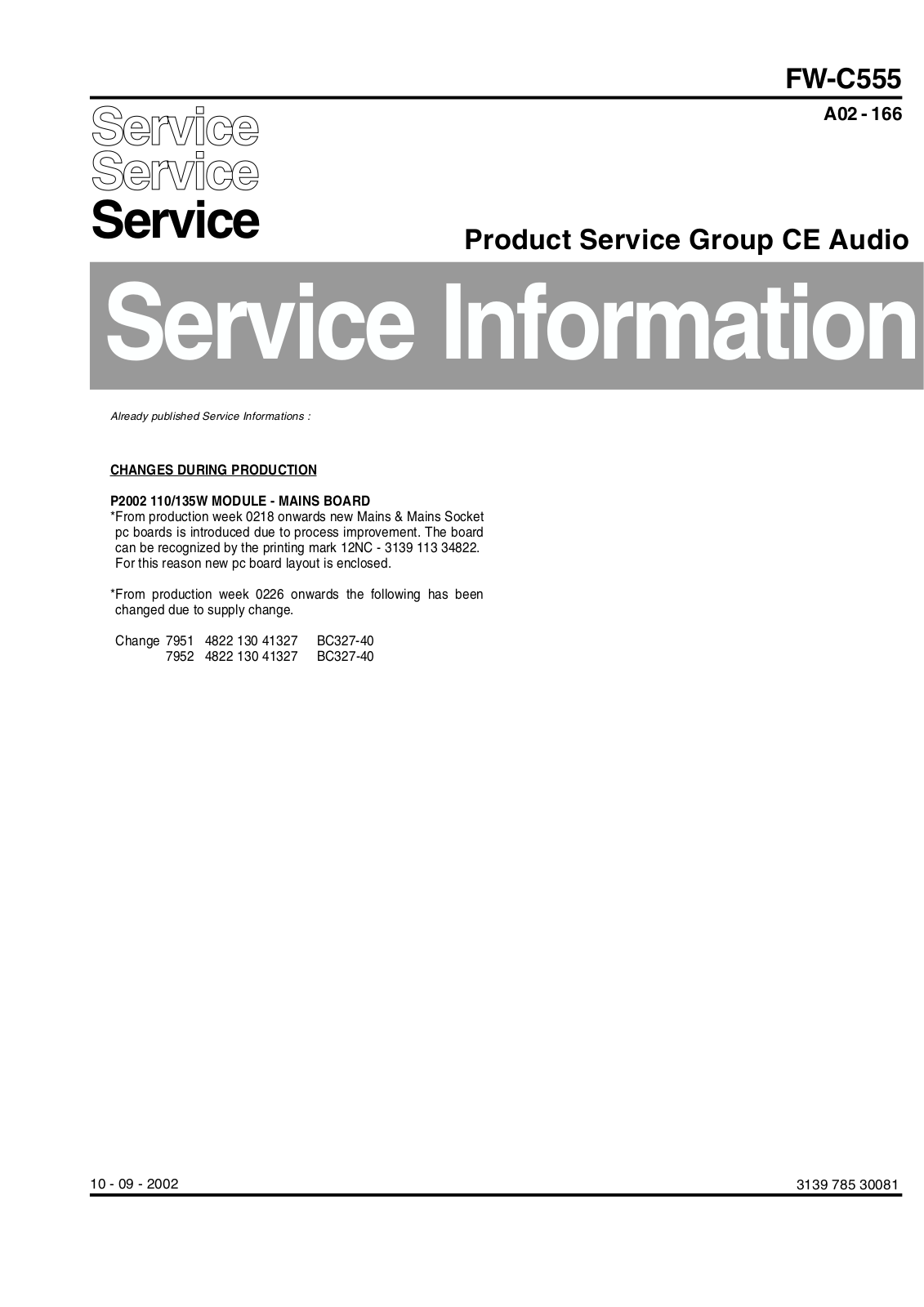 Philips FW C555 Service Manual