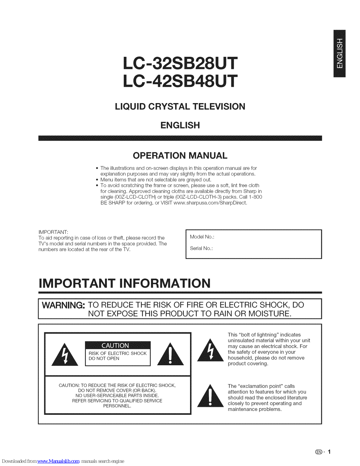 Sharp LC-42SB28UT Operation Manual - ManualMachine.com
