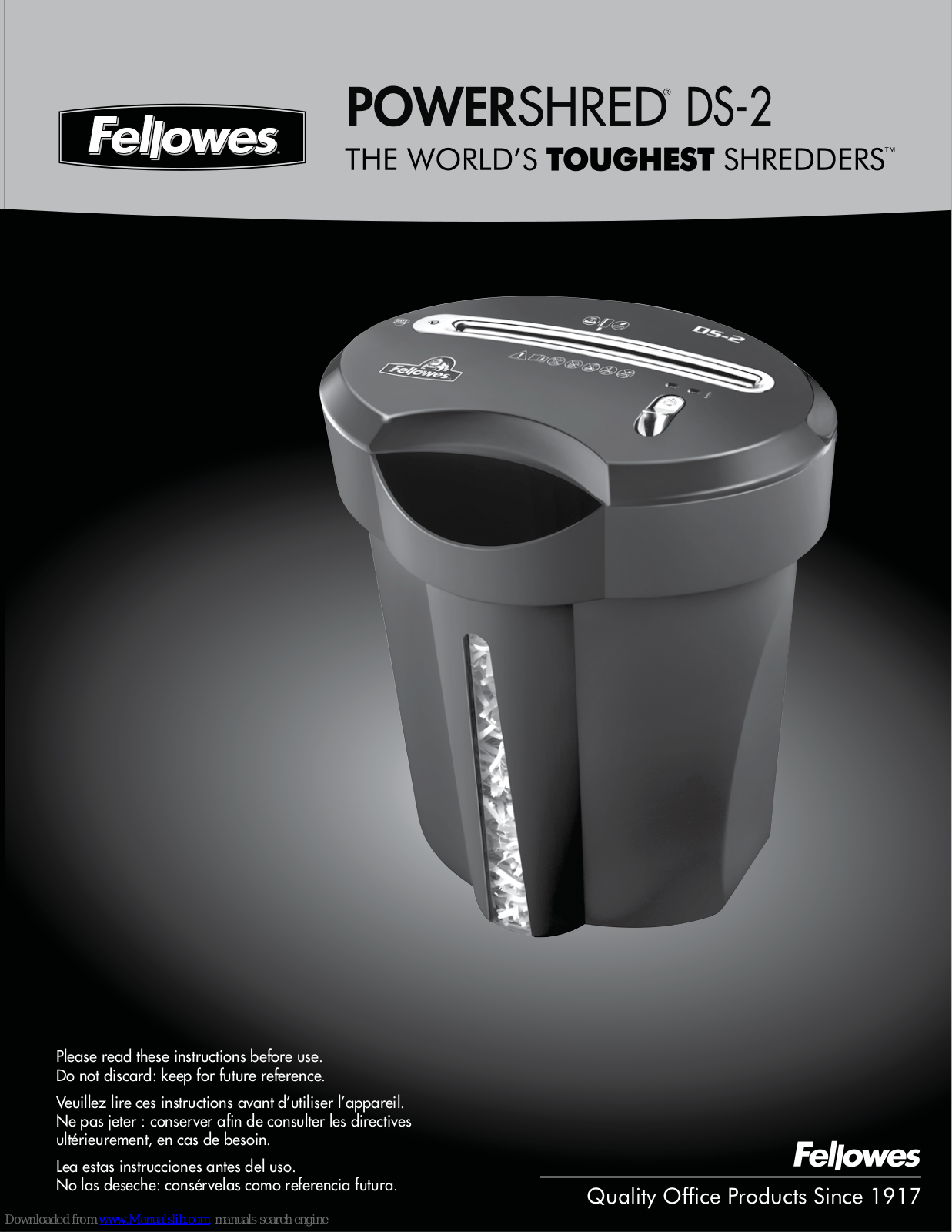 Fellowes POWERSHRED DS-2 Instructions Manual - ManualMachine.com