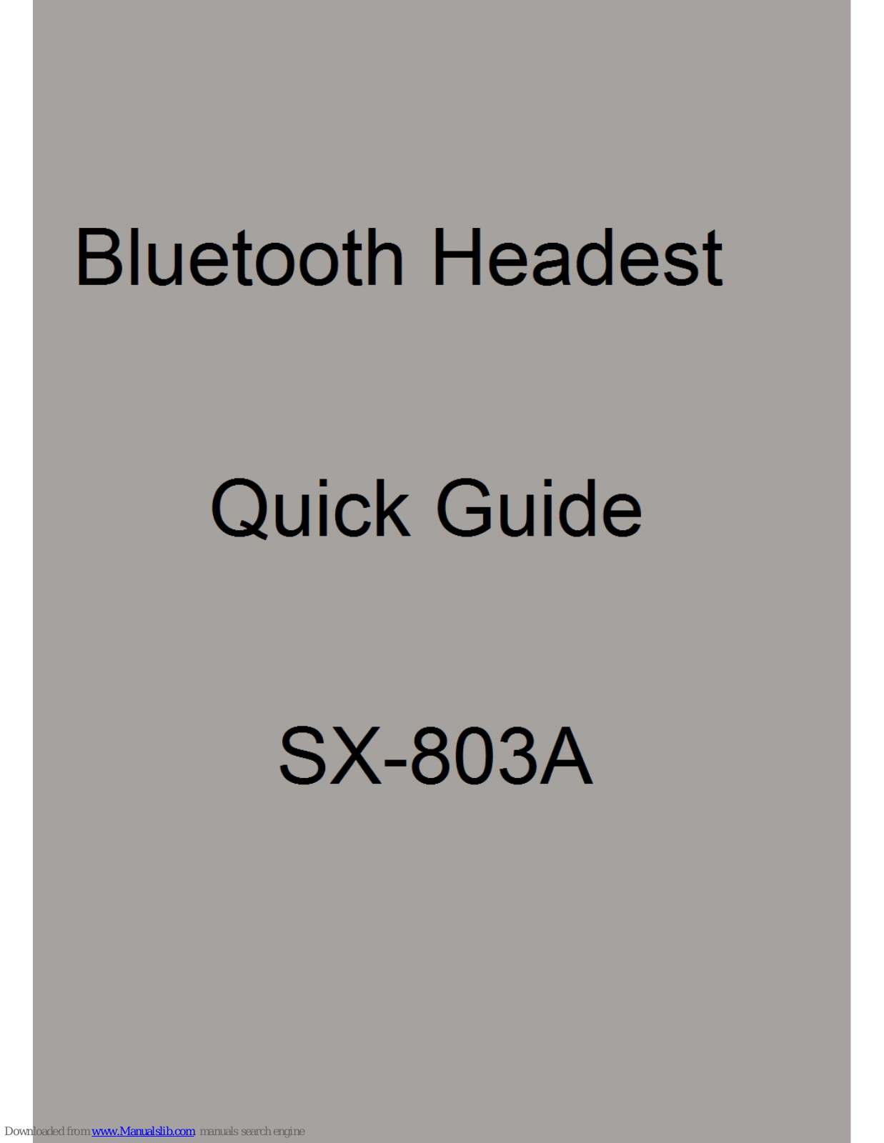 Suicen SX-803A Quick Manual