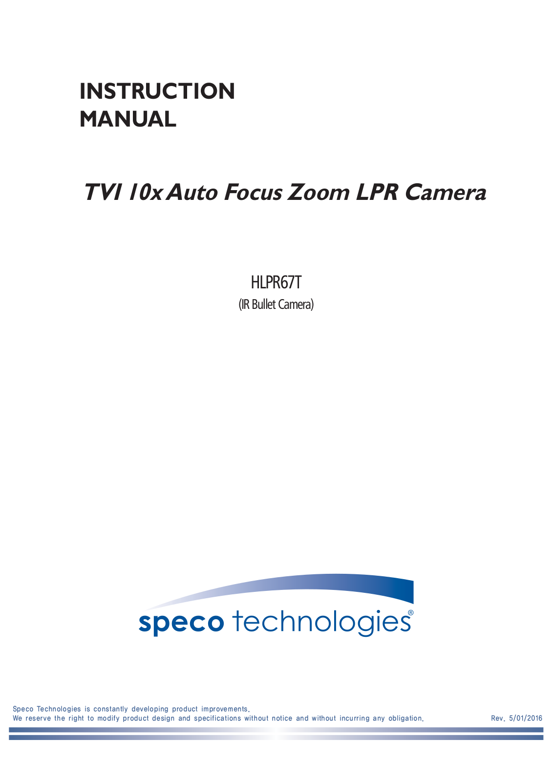 Speco HLPR67T User Manual