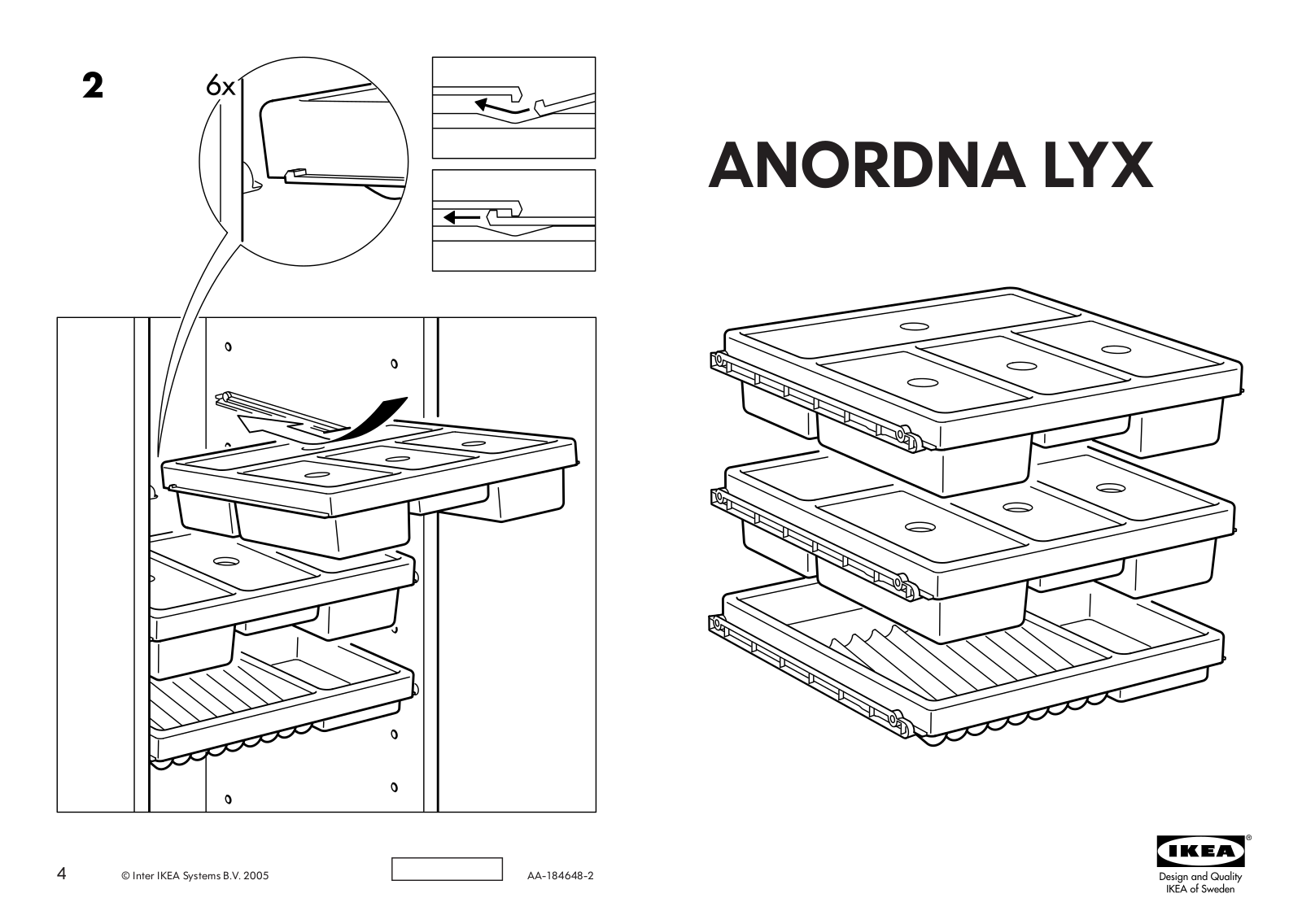 IKEA ANORDNA LYX PULL-OUT STORAGE S3 16X15 Assembly Instruction