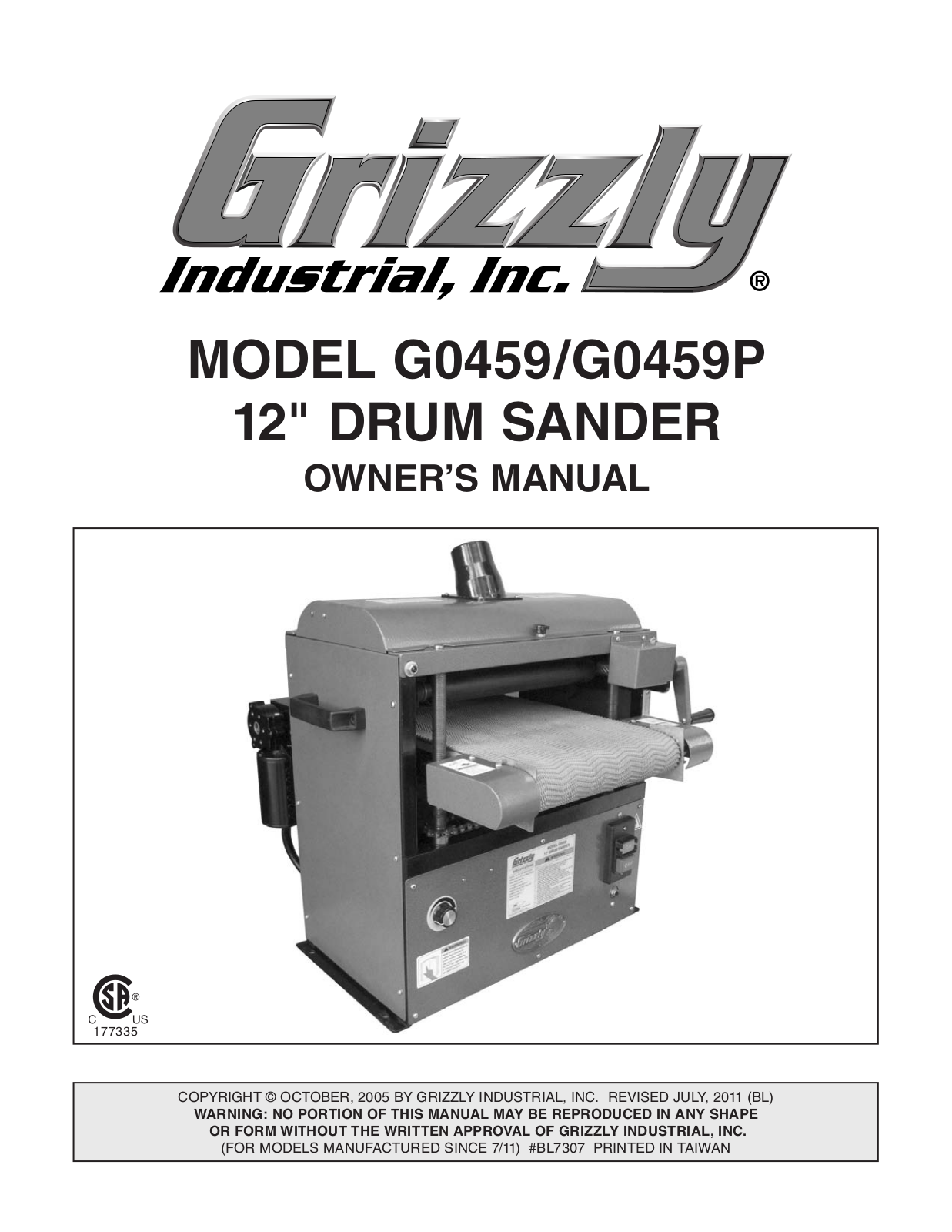 Grizzly G0459P User Manual