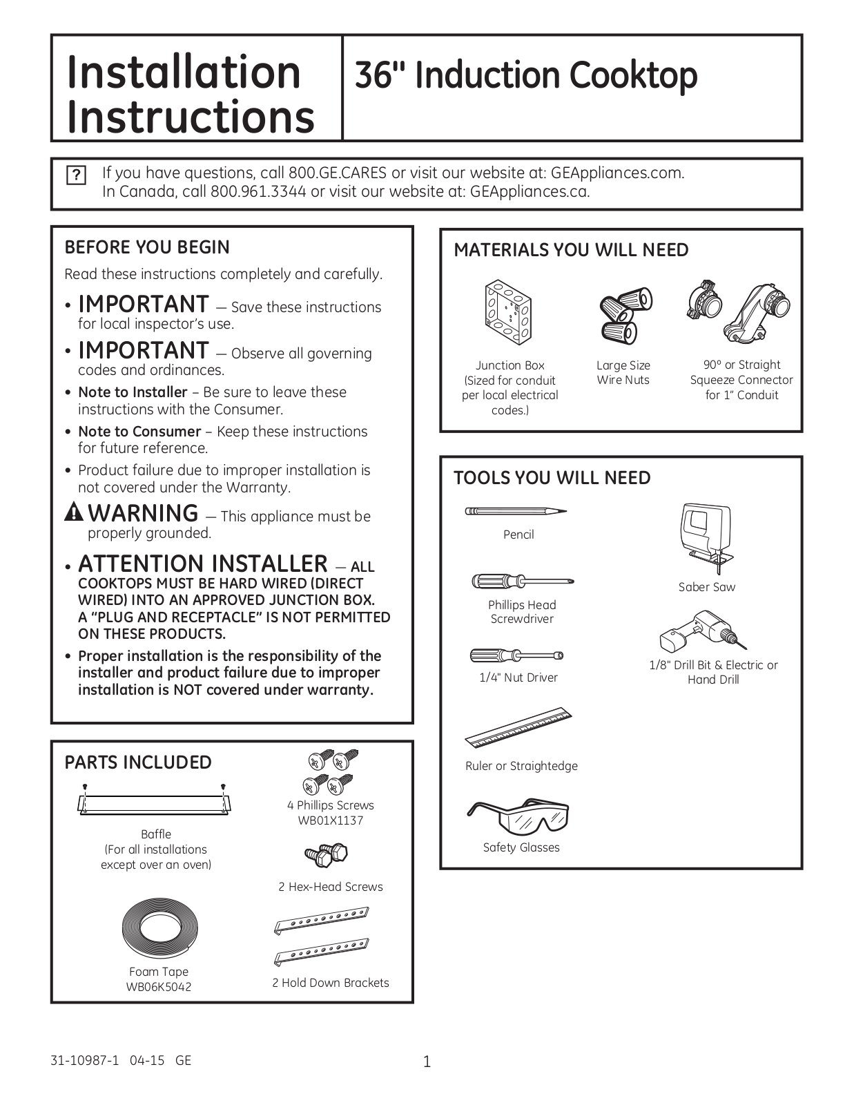 Cafe CP9536SJSS Installation manual