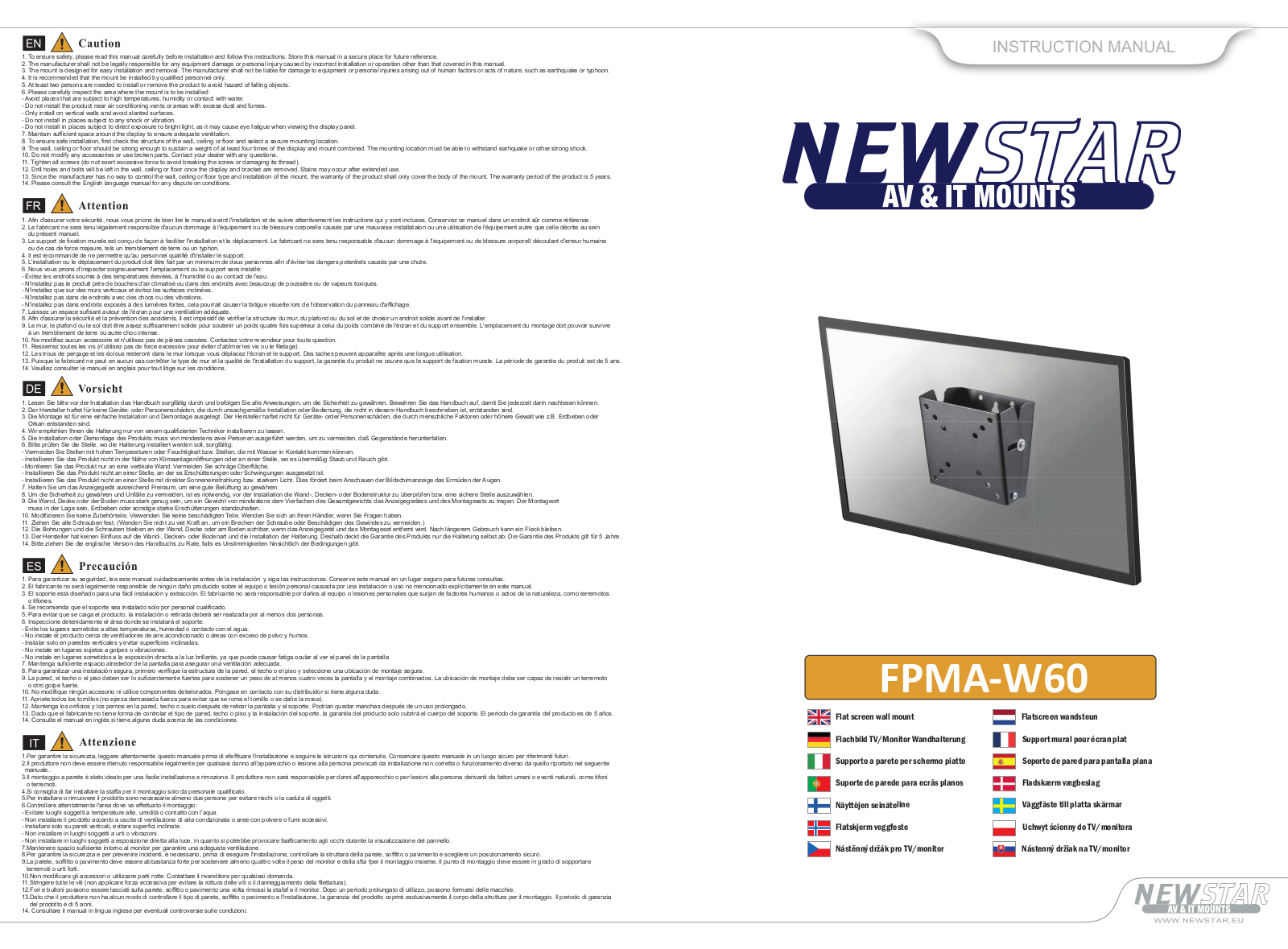 Newstar FPMA-W60 User Manual