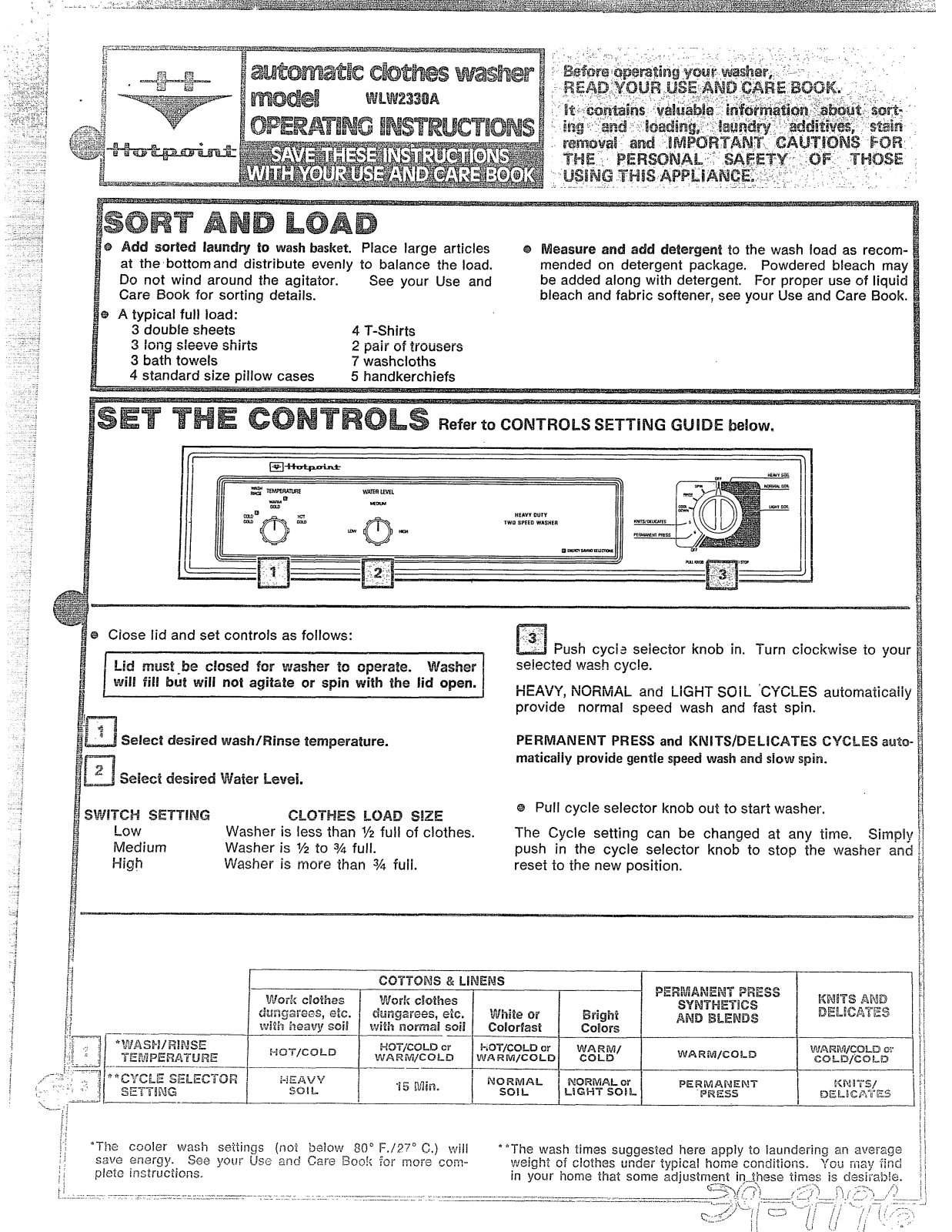 GE WLW2330A Operating Instructions - ManualMachine.com