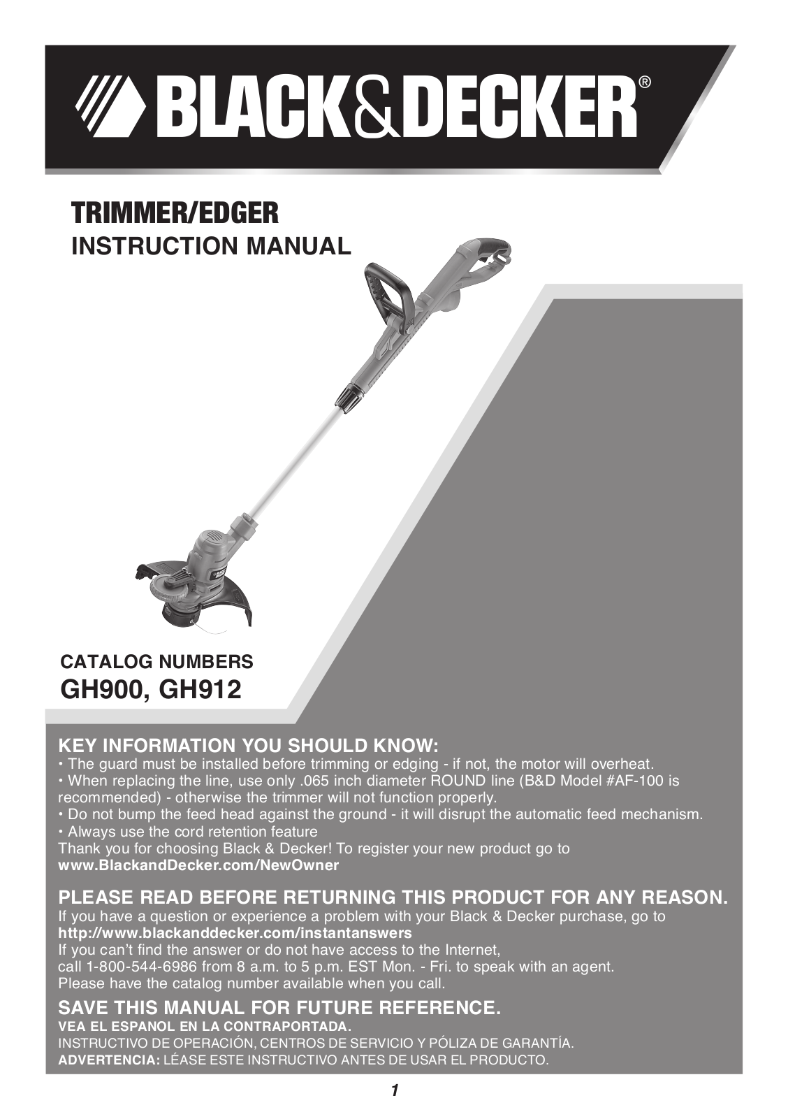 Black & Decker GH912, GH900 User Manual