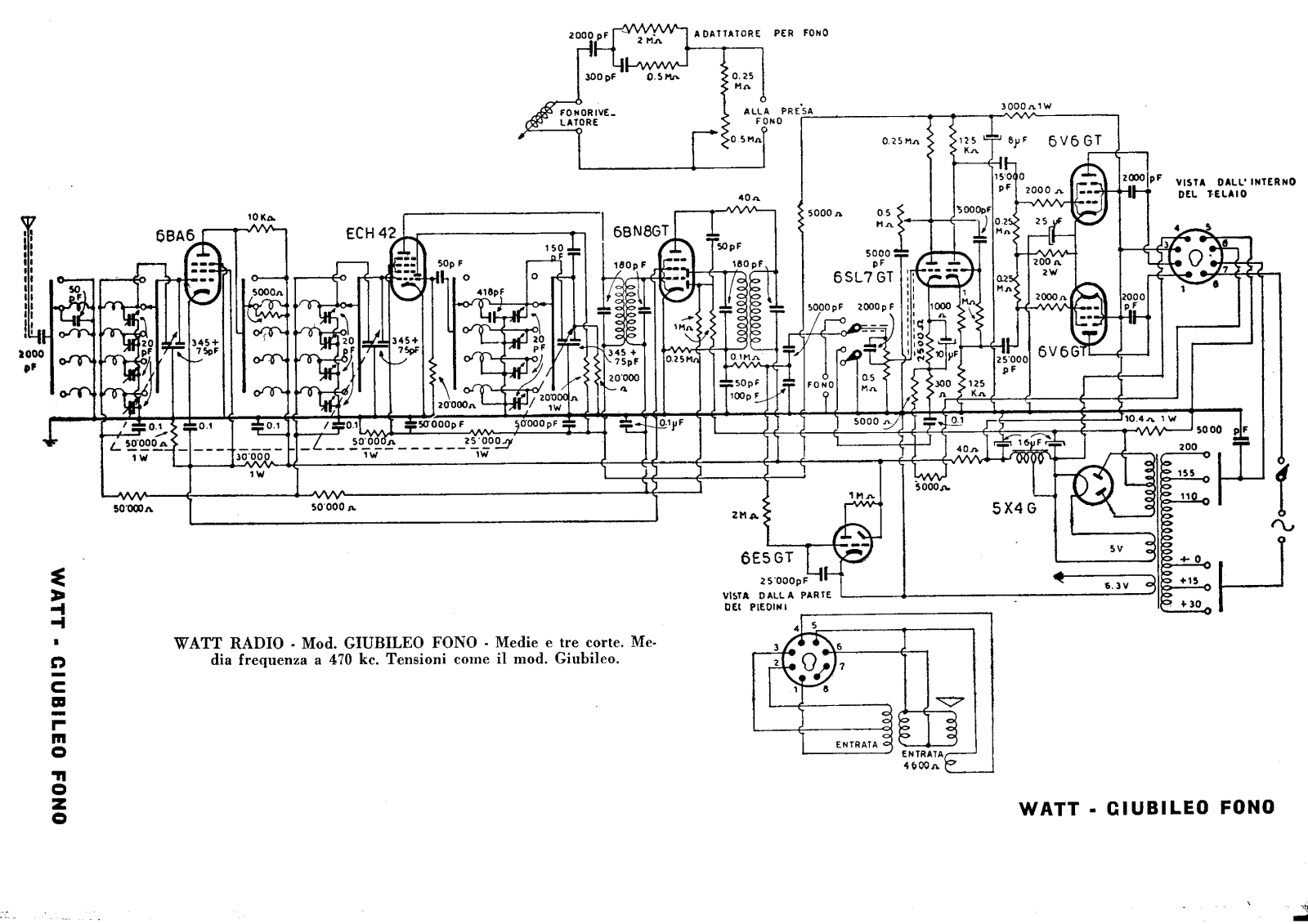 Watt Radio giubileo fono schematic