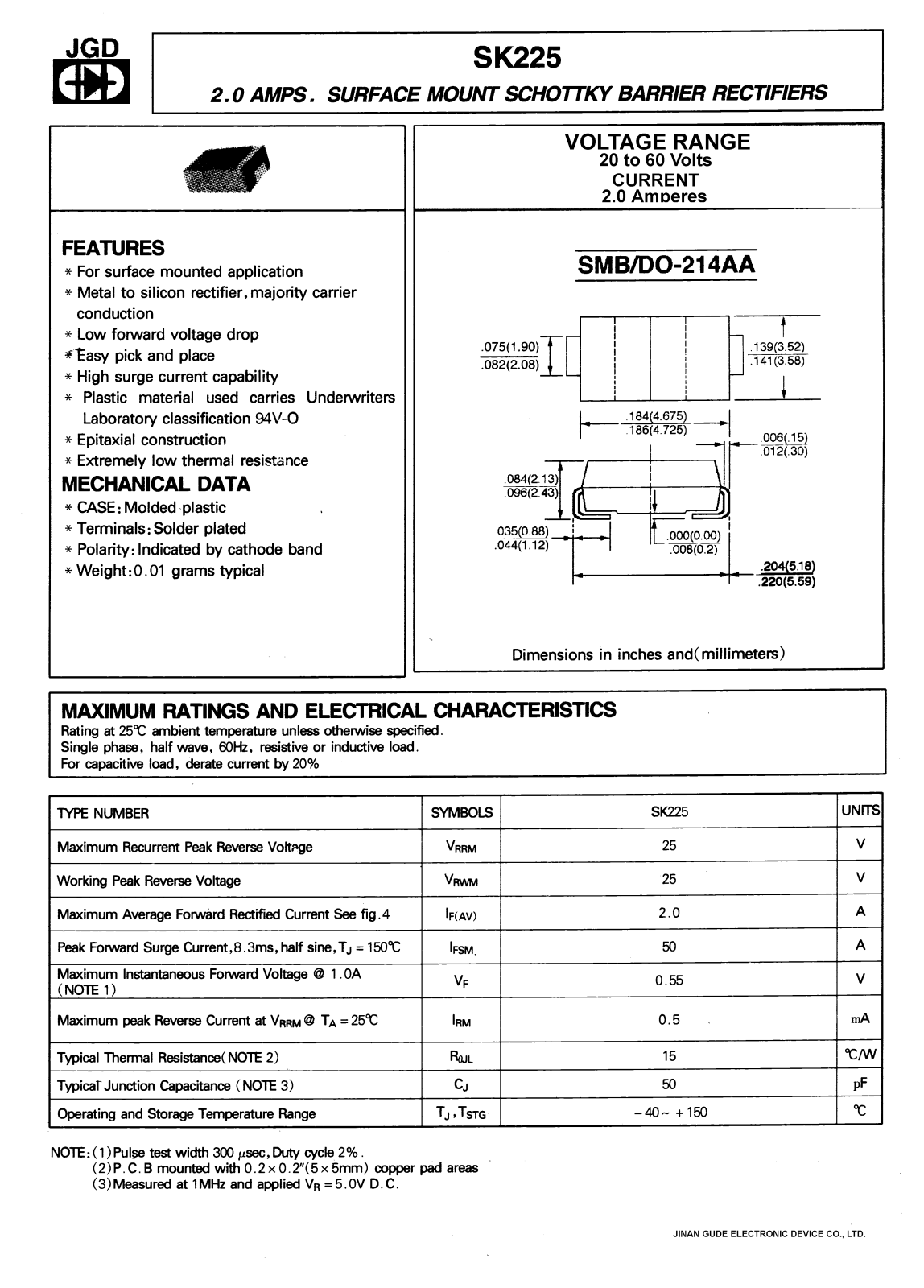 JGD SK225 Datasheet