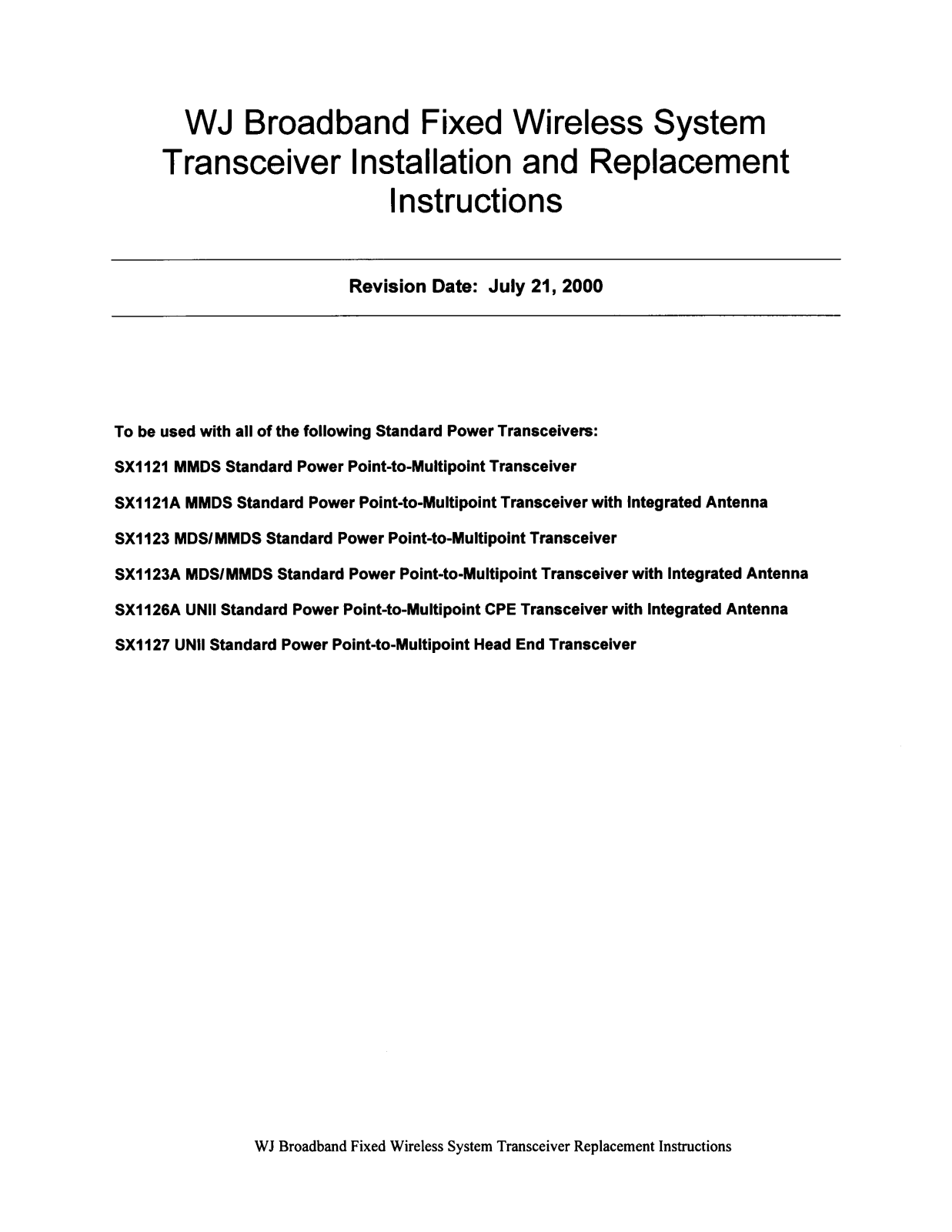 WJ Communications SX1126, SX1127 User Manual