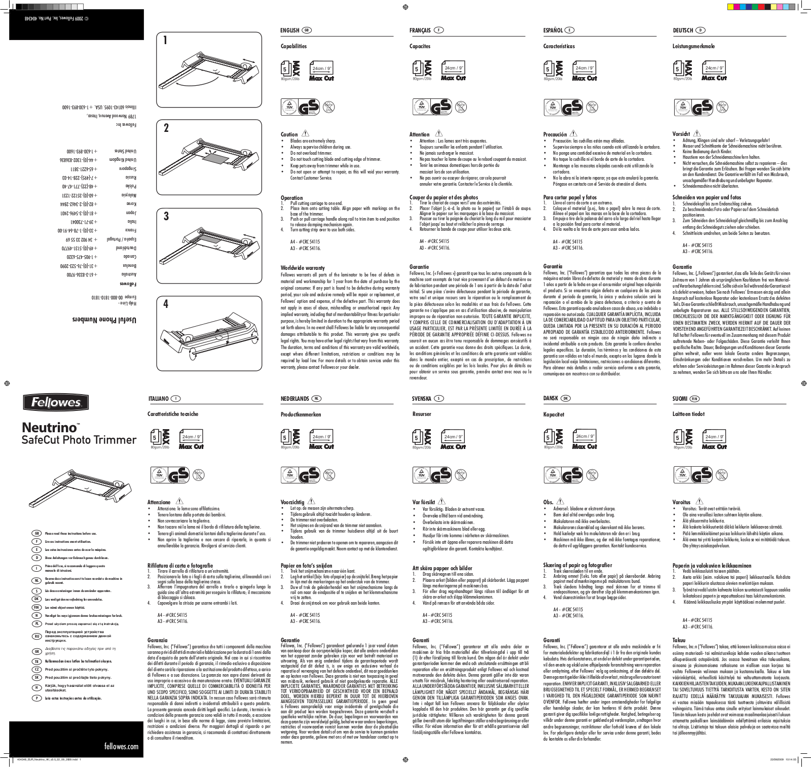 Fellowes SafeCut Neutrino A5 User Manual