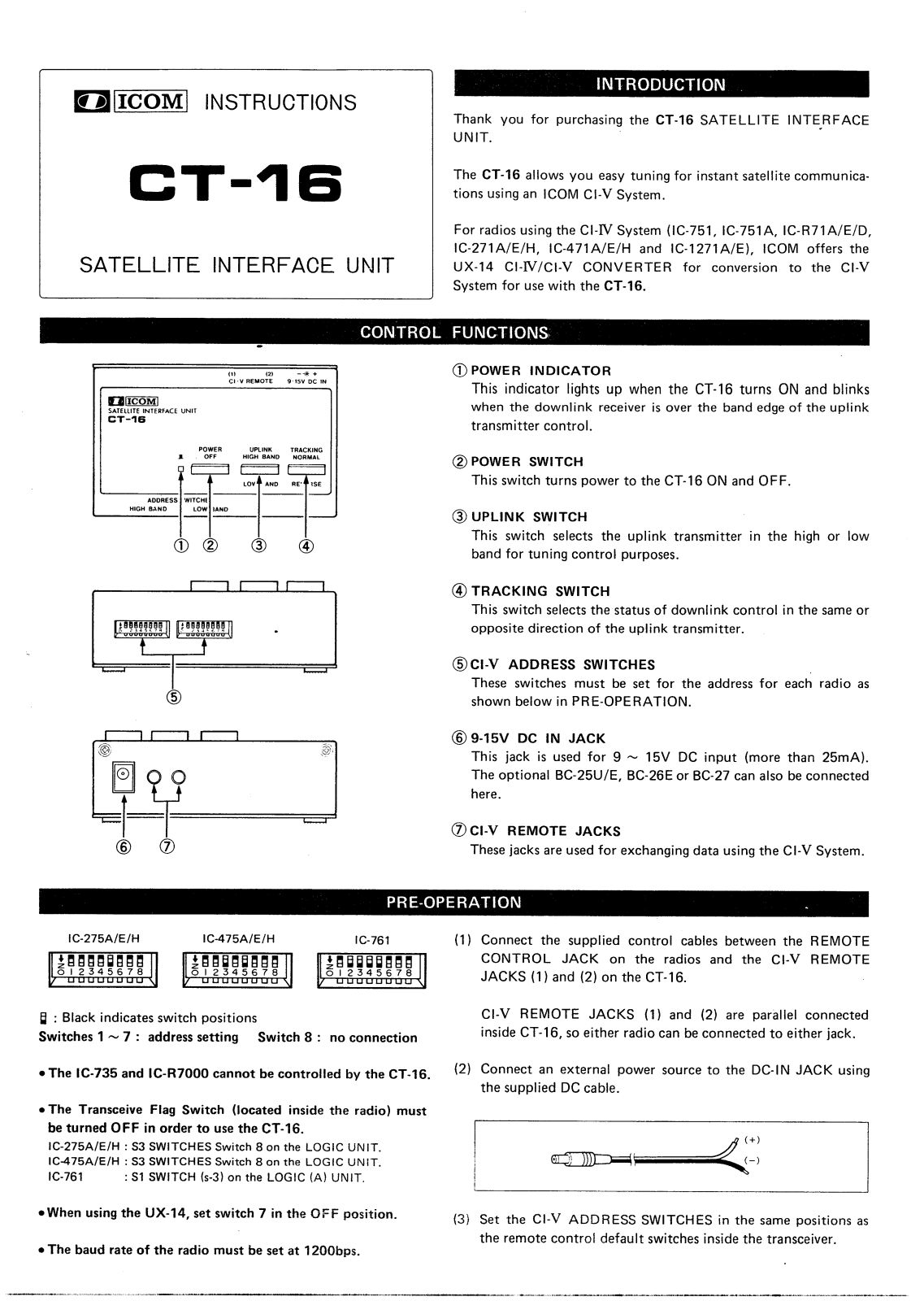 Icom CT-16 User Manual